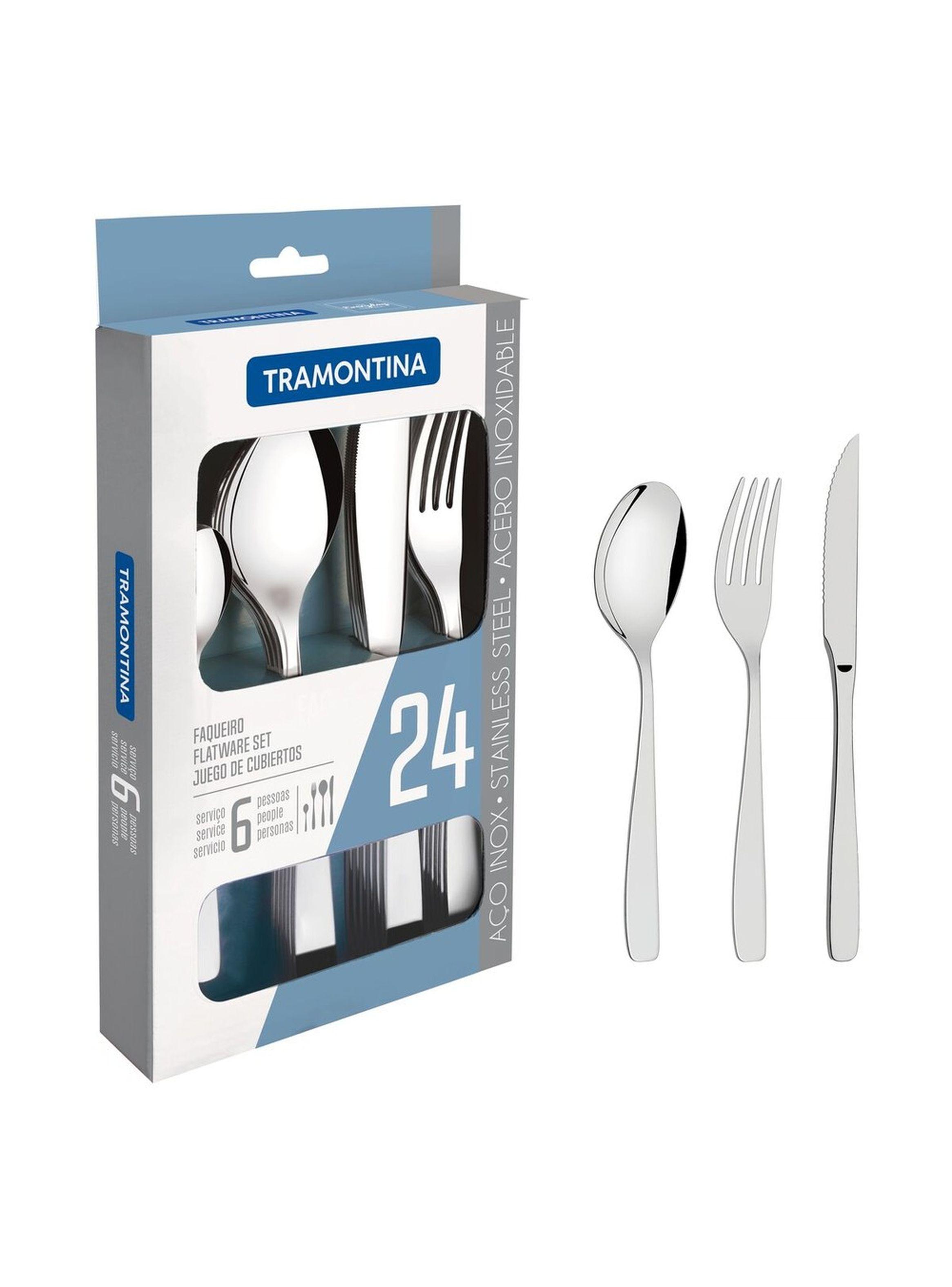 Juego de cubiertos de 24 piezas Tramontina Cosmos de acero inoxidable con cuchillos para asado-2