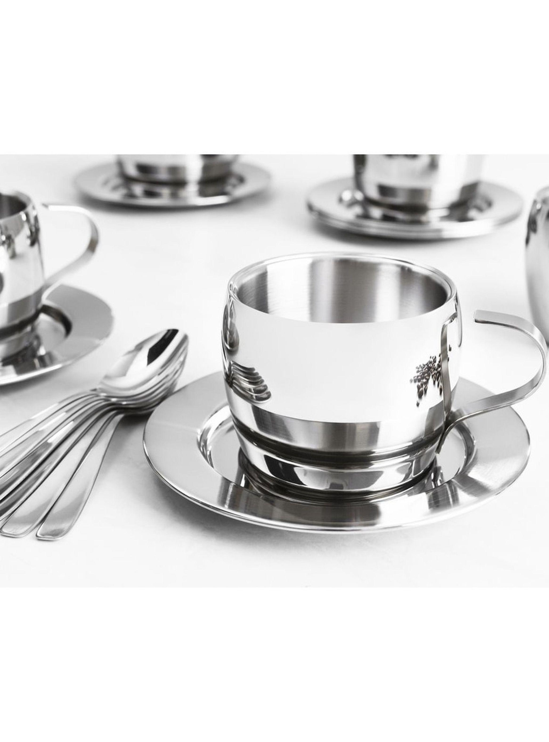 Juego te y cappuccino Tramontina tazas platos y cucharas de 18 piezas-2