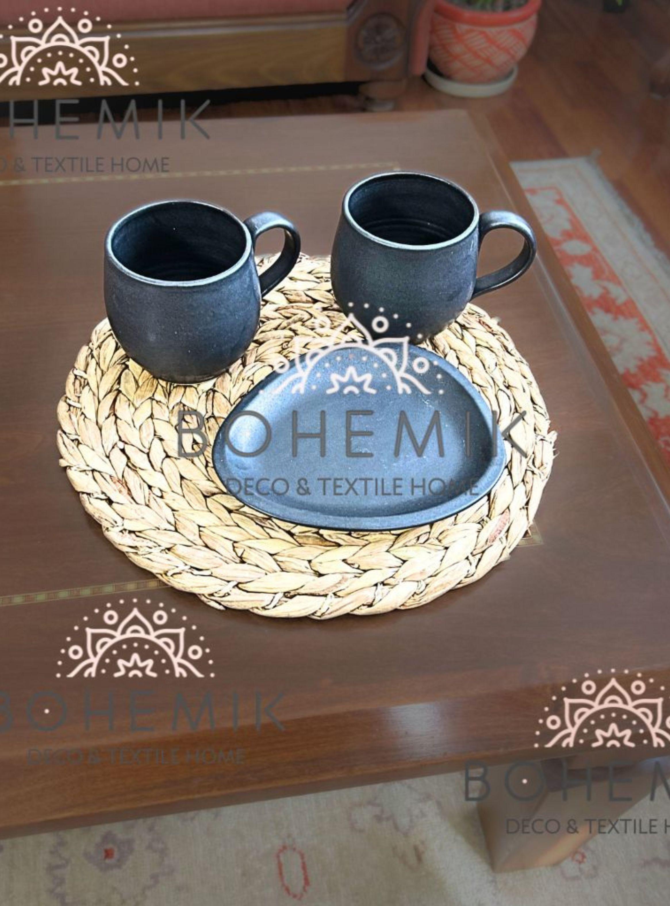 Set 2 Mug y Plato en Cerámica Gres color negro-4