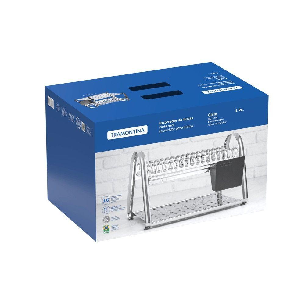 Escurridor de platos Tramontina Plurale de acero inoxidable con porta cubiertos negro-5
