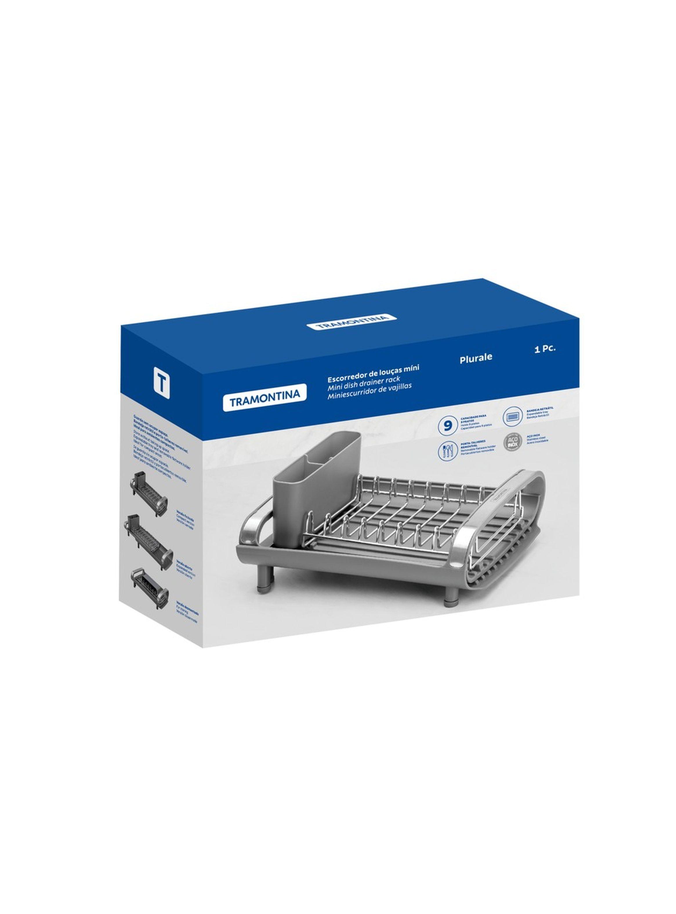 Escurridor de Platos Tramontina con Secador y Portacubiertos Grafito-4