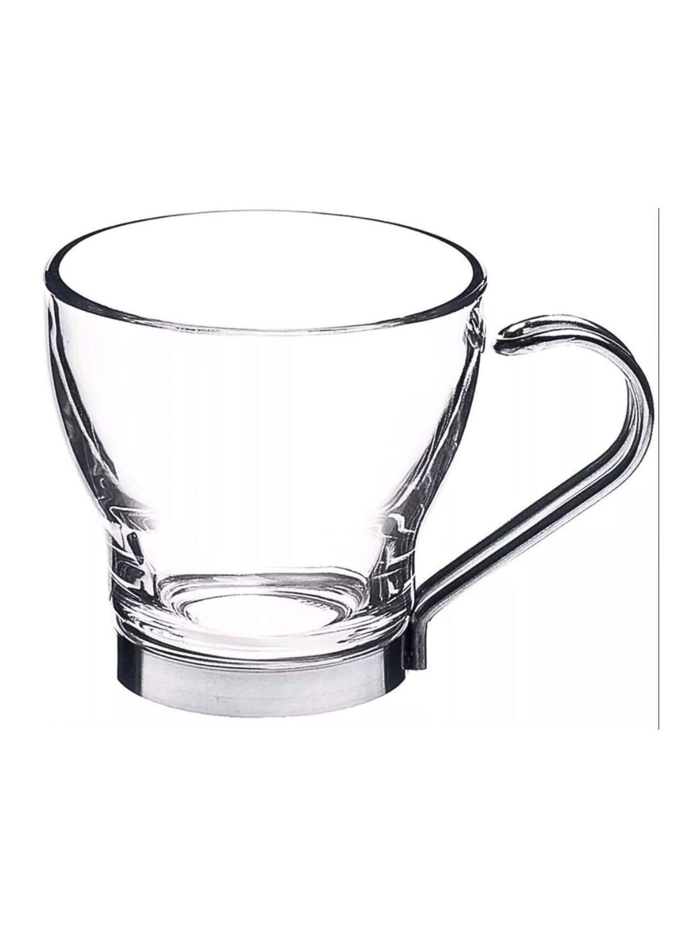 Set 4 Tazas Cappuccino 200 ml Vidrio Asa Metálica-1