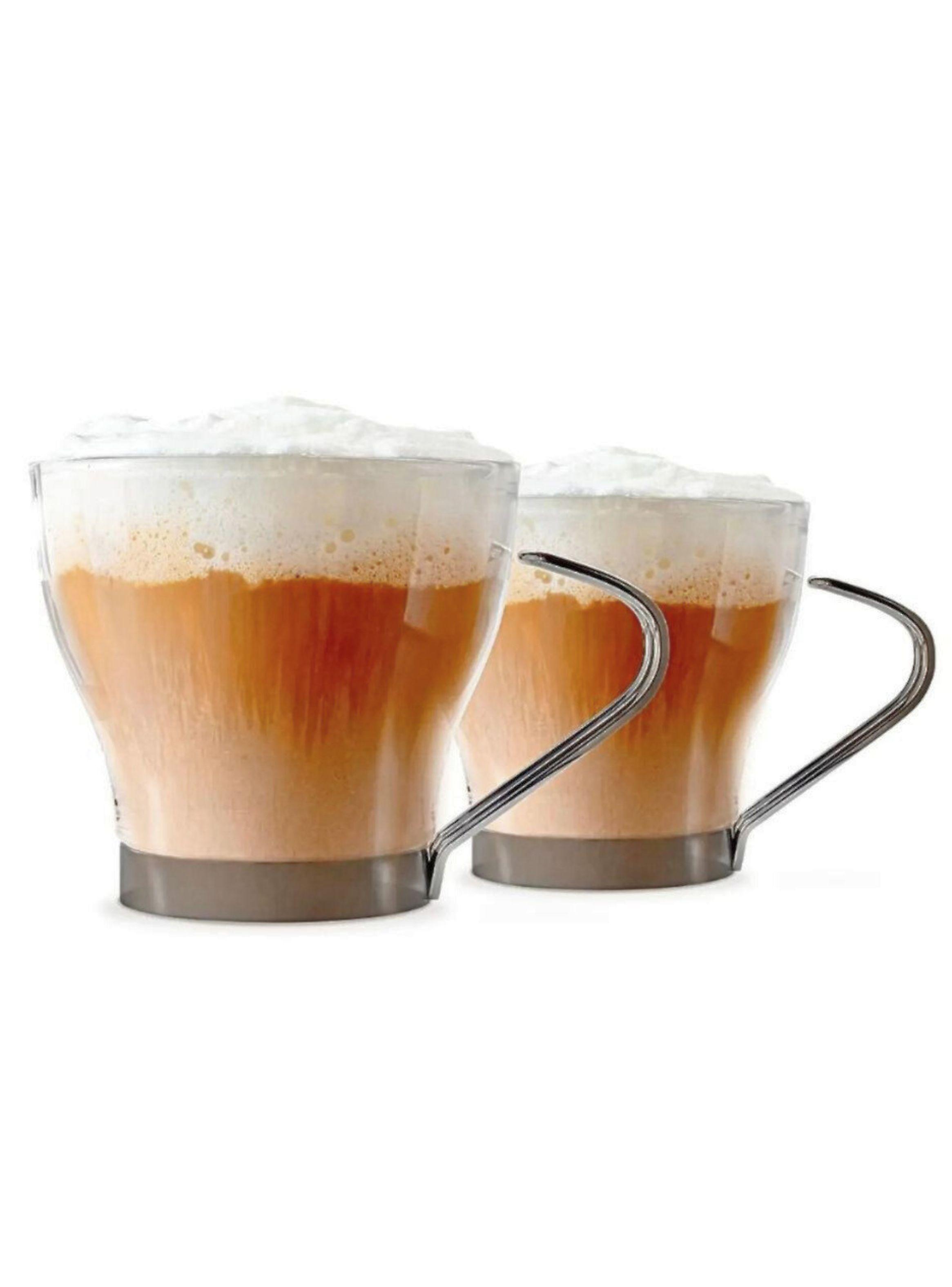 Set 4 Tazas Cappuccino 200 ml Vidrio Asa Metálica-2