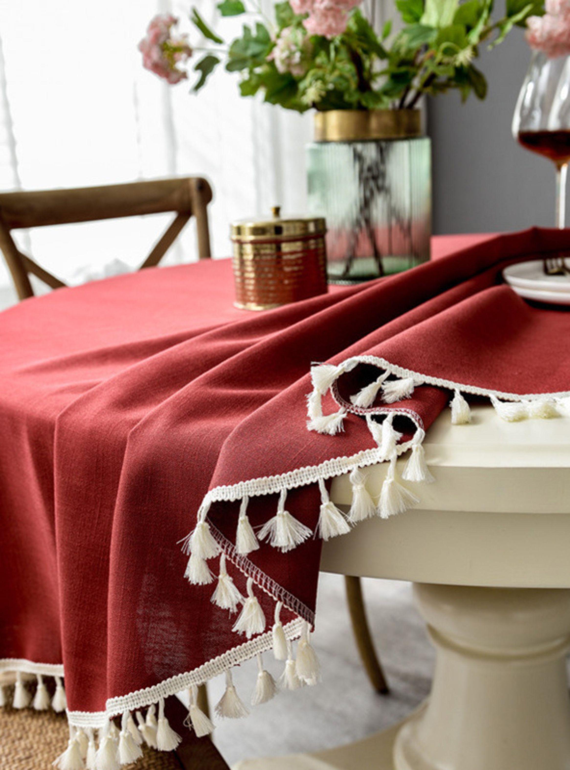 Mantel Redondo Rojo -1