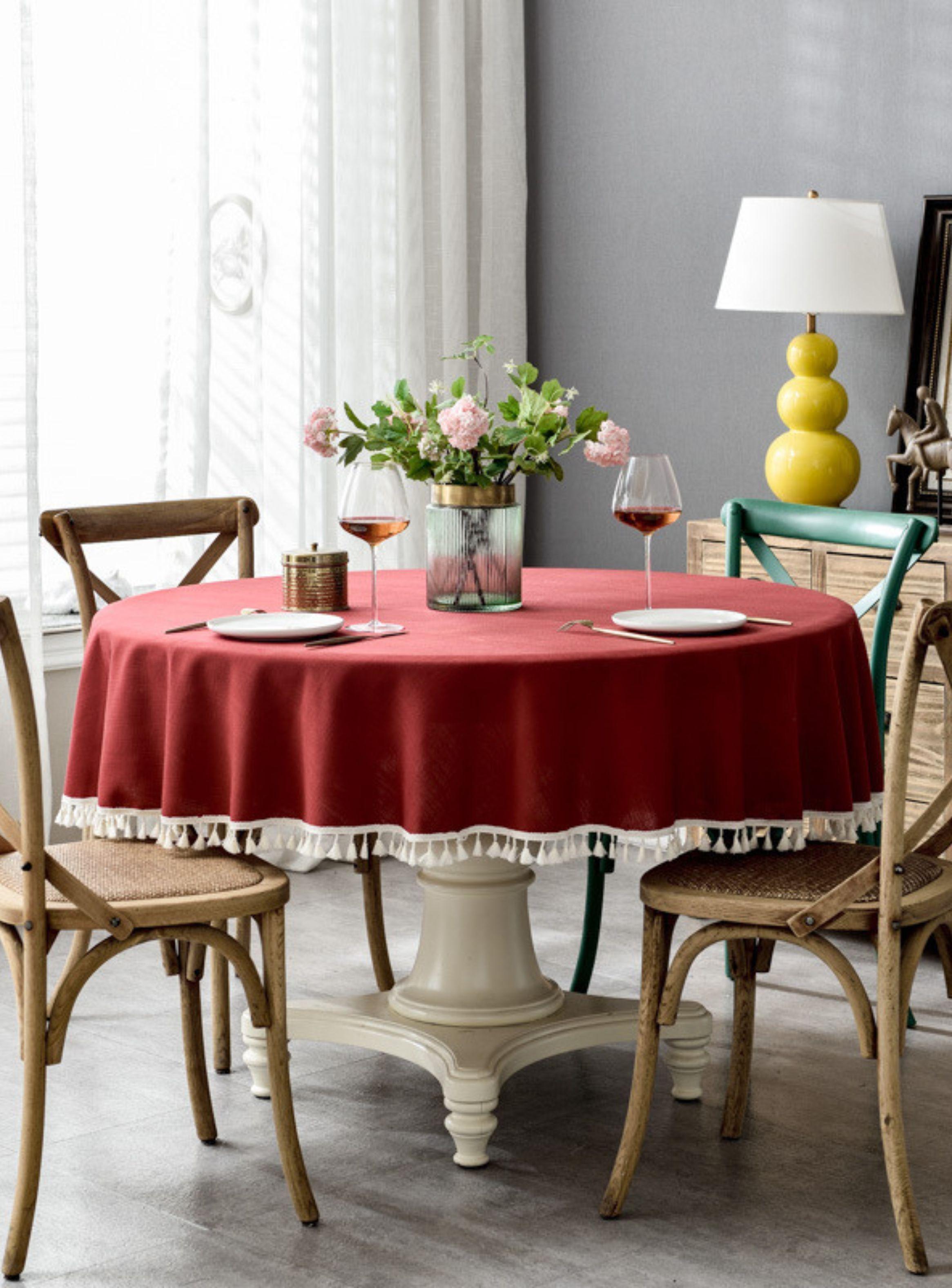 Mantel Redondo Rojo -3