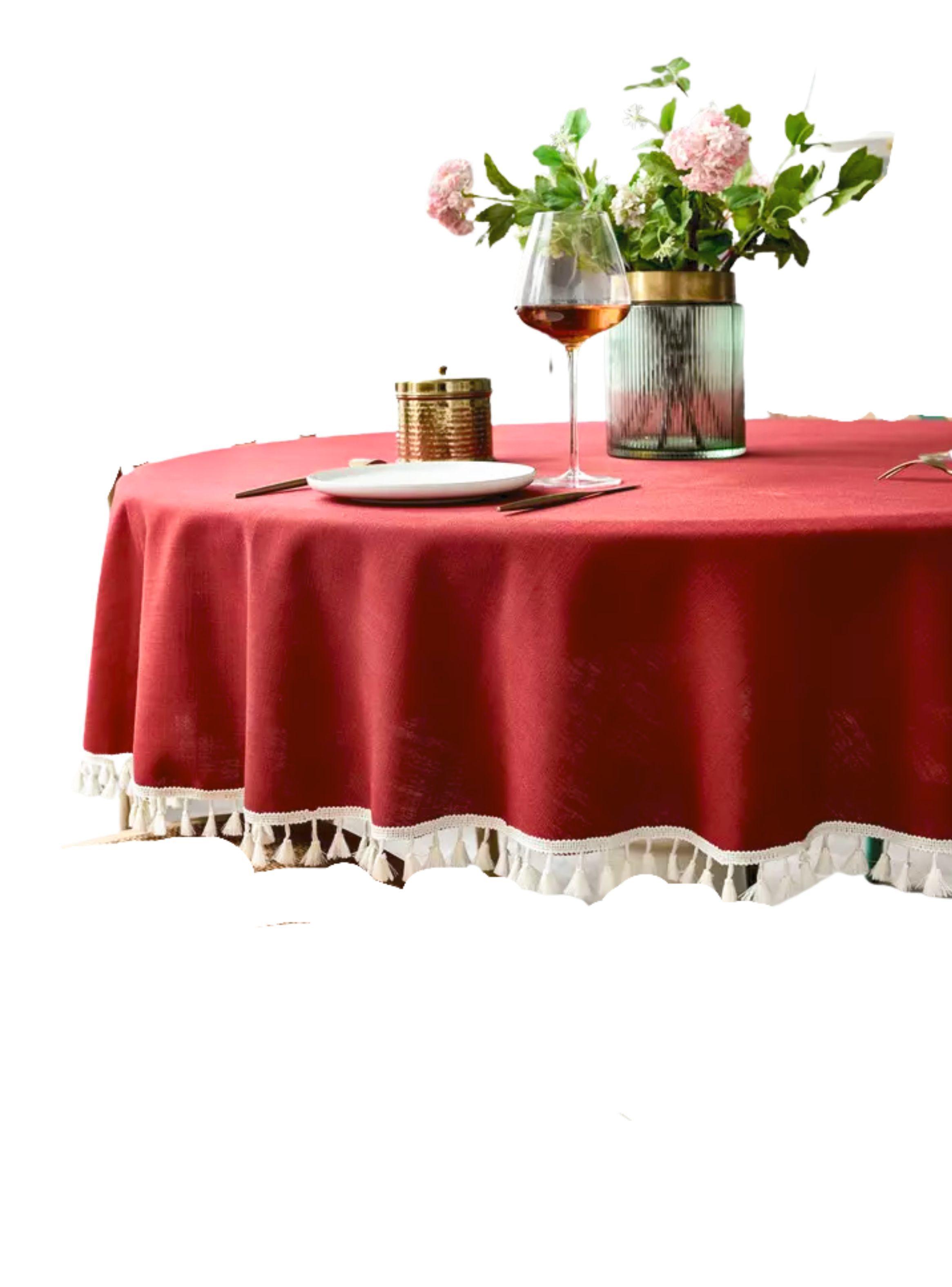 Mantel Redondo Rojo -0