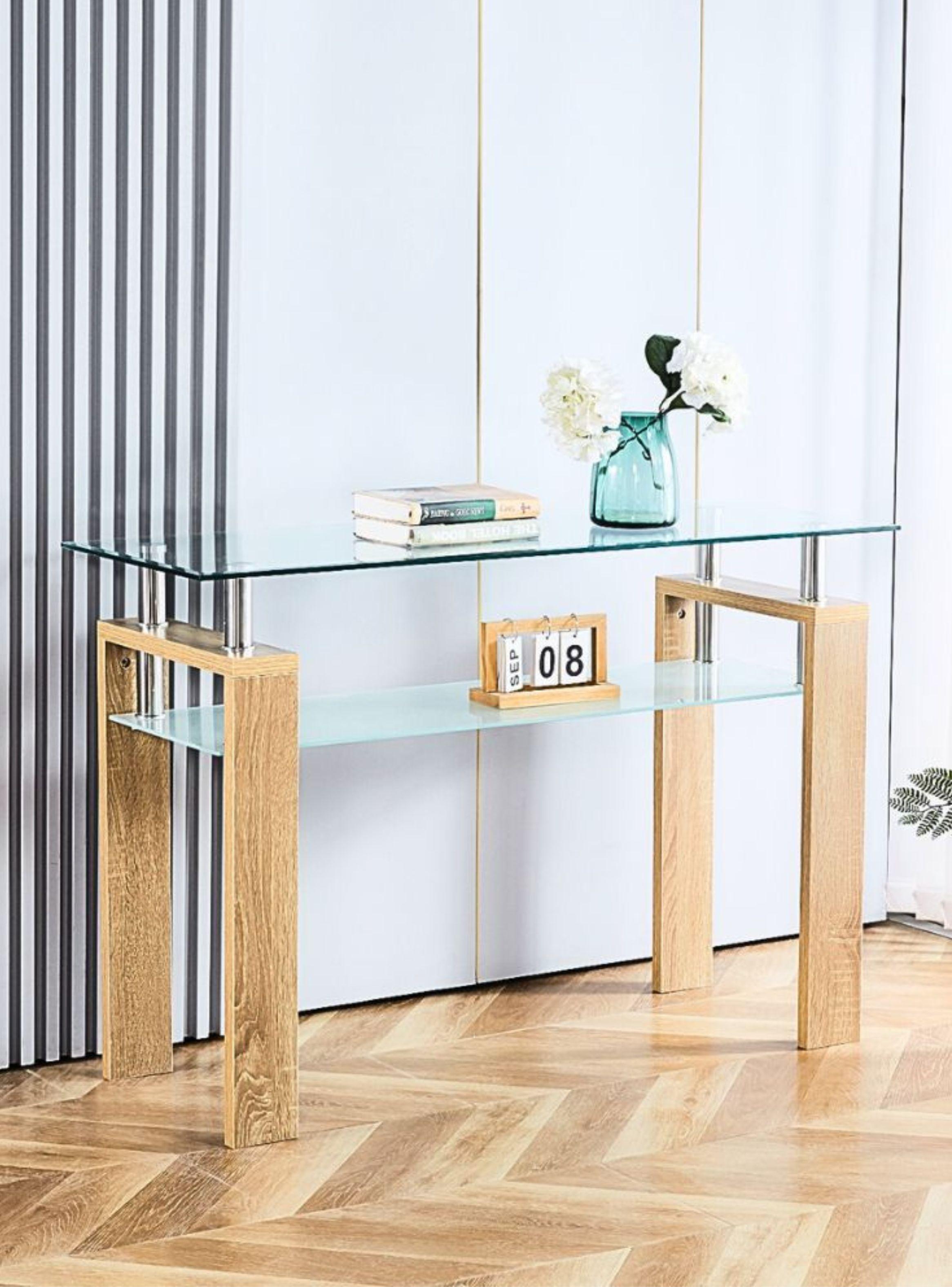 Mesa de Arrimo Rectangular de Vidrio-3