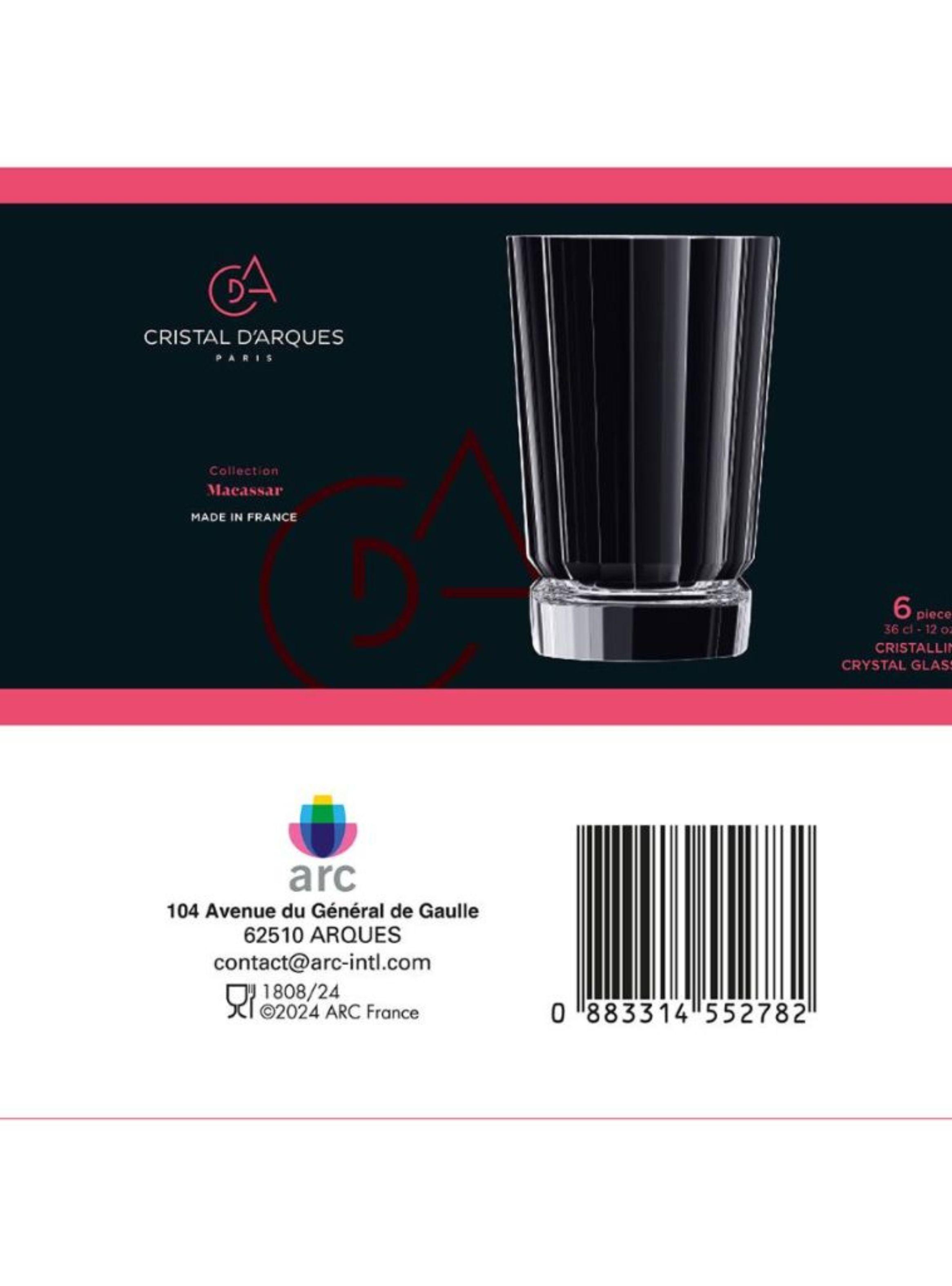 Set de 6 Vasos Altos 360 cc Cristal Macassar Cristal d Arques-4