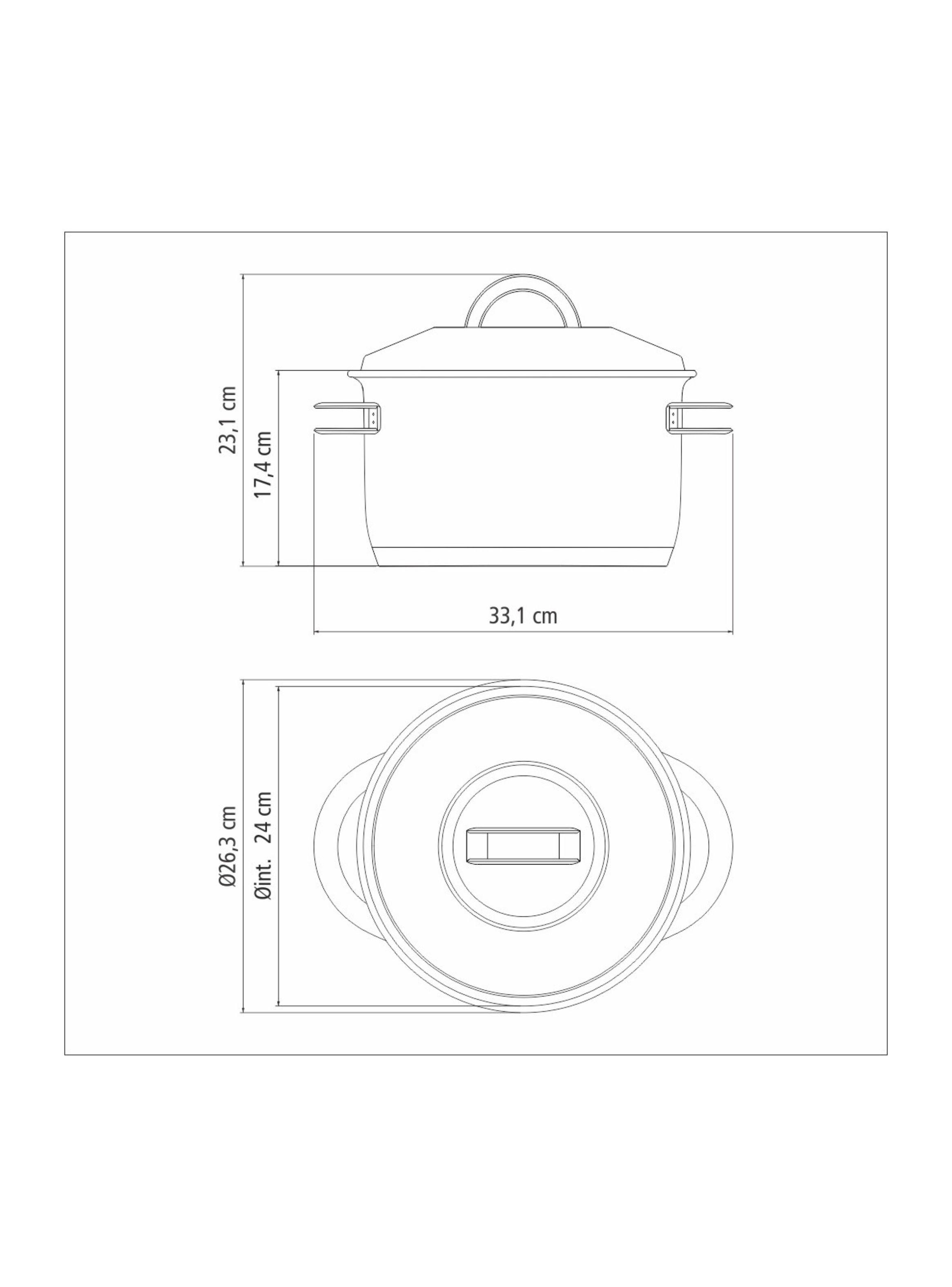 Olla alta Tramontina Solar de acero inoxidable fondo triple con tapa y asas 24 cm 7 8 L-3