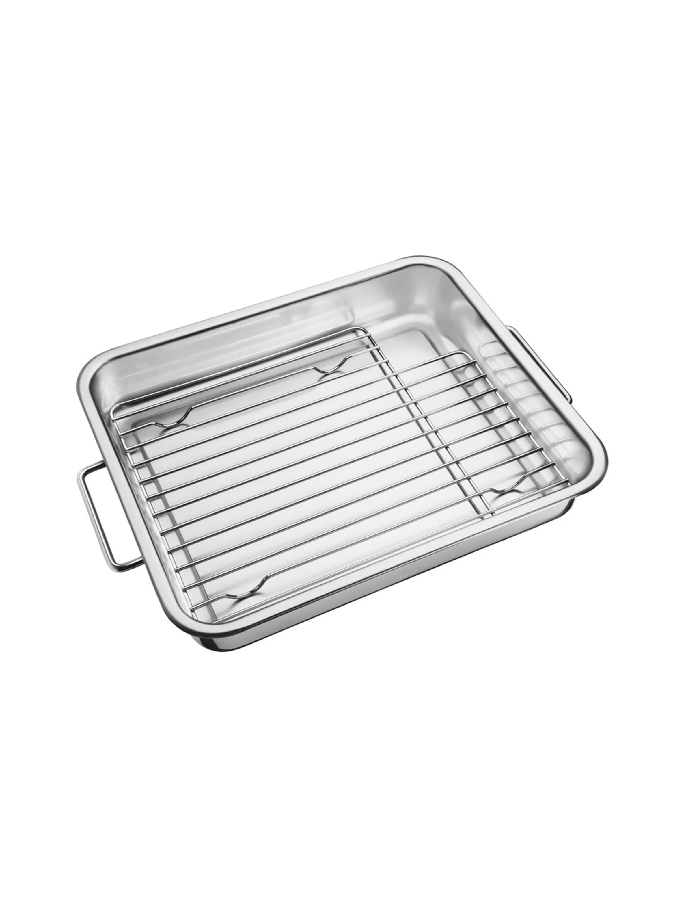 Fuente de hornear Tramontina Service de acero inoxidable con parrilla 39 x 33 cm 6 4 L-0