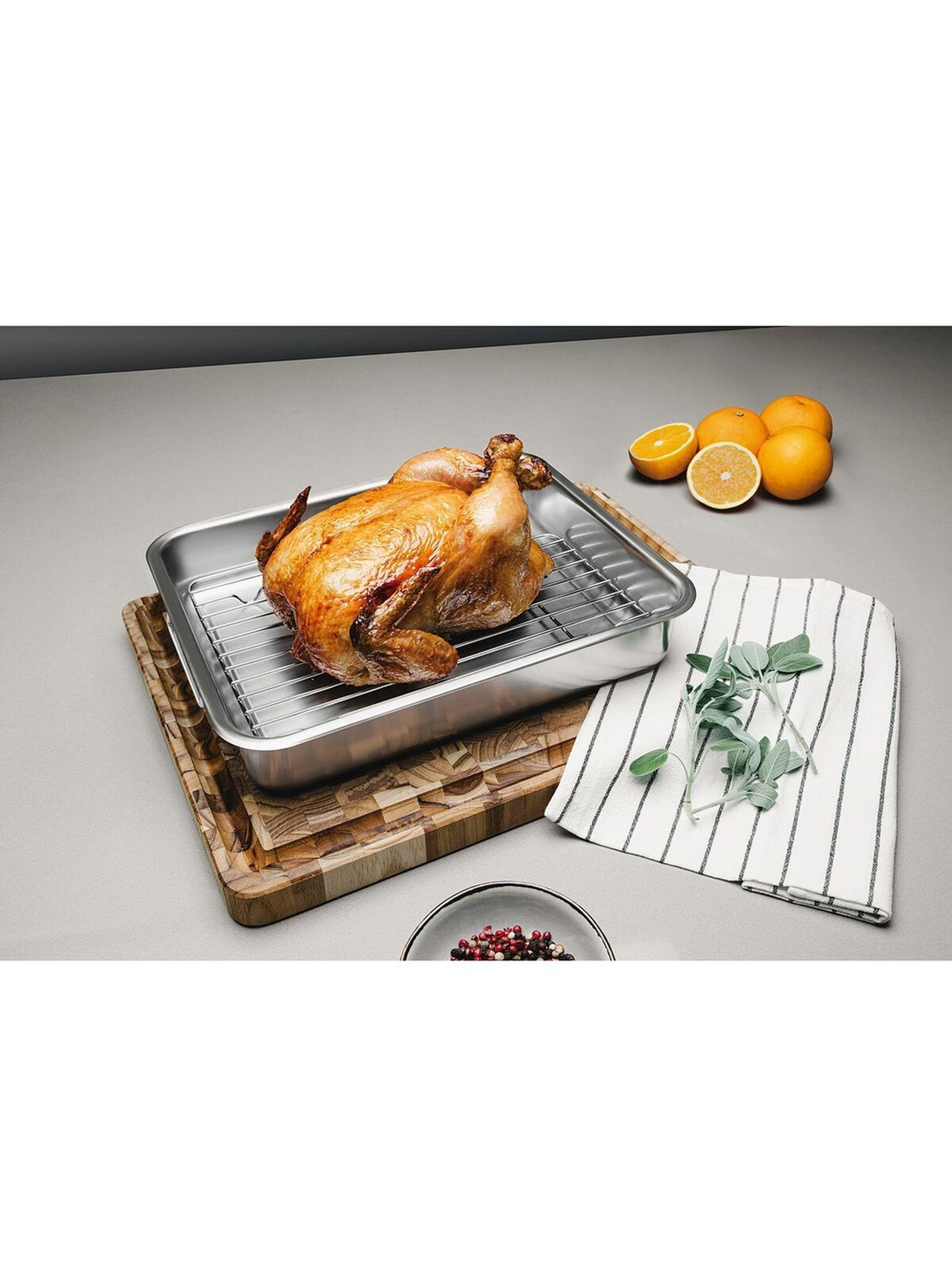 Fuente de hornear Tramontina Service de acero inoxidable con parrilla 39 x 33 cm 6 4 L-2