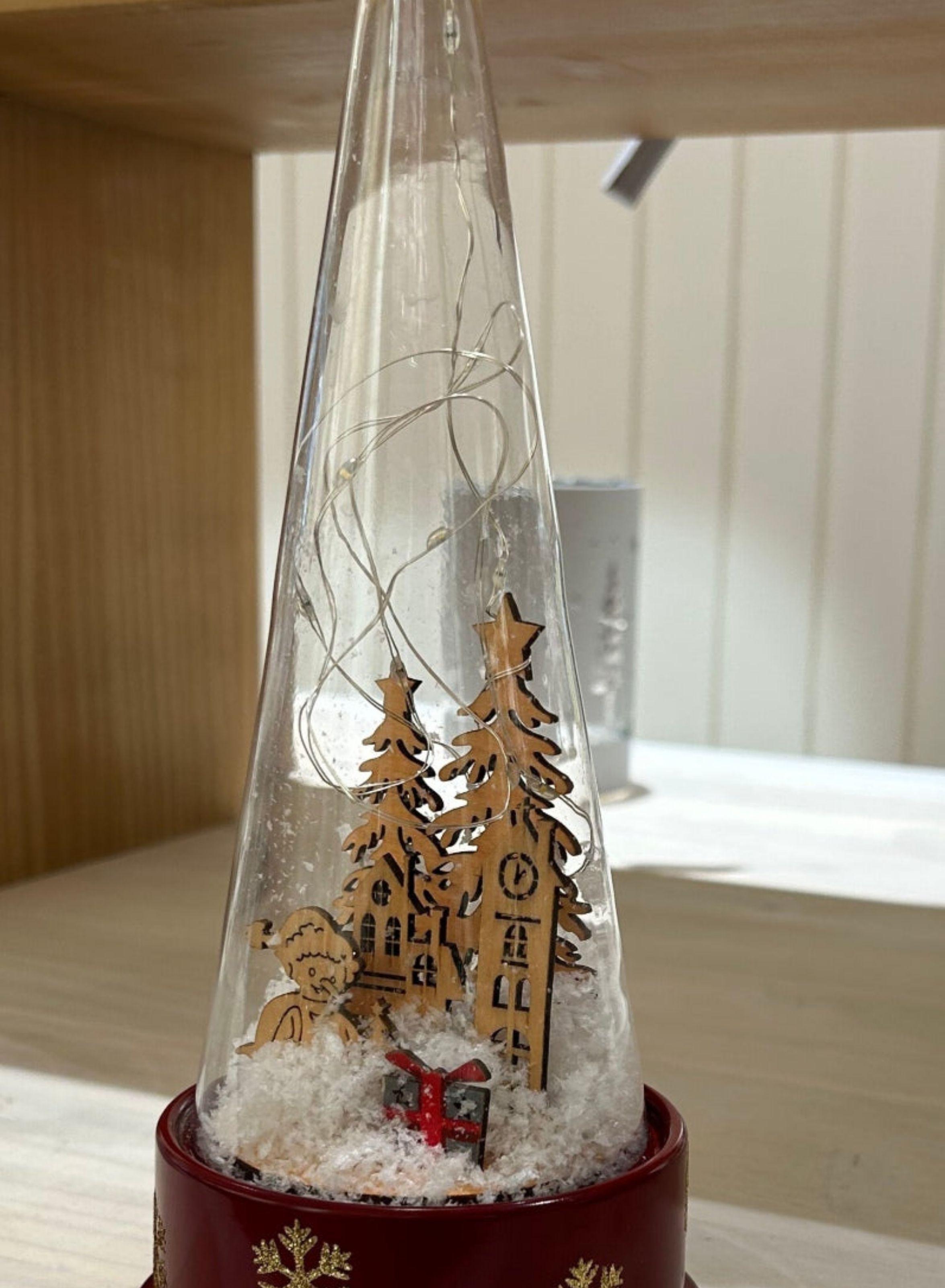 Adorno Navidad Rojo, diseño interior en madera, luminoso y musical-3