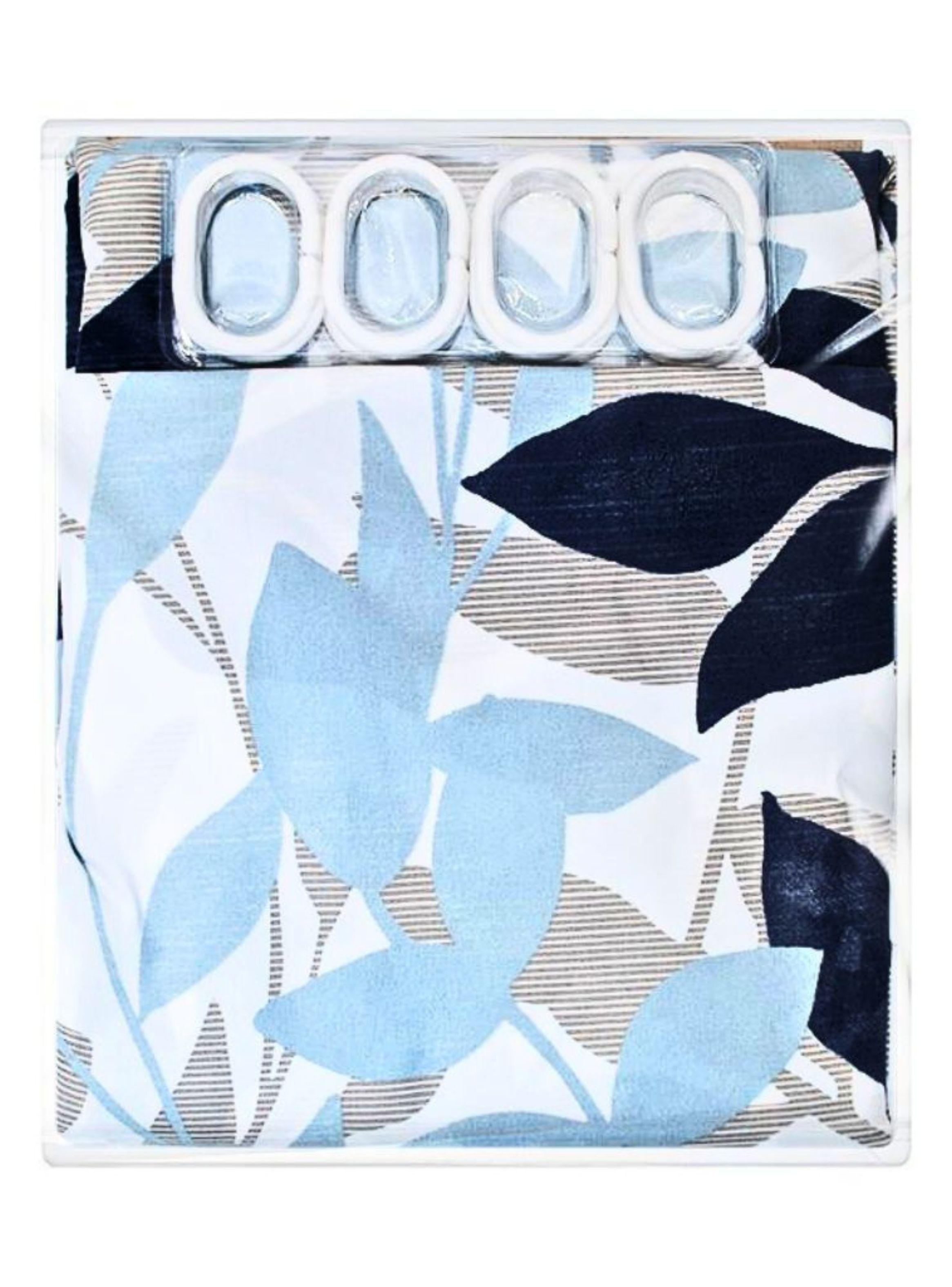 Set de 3 Toallas bordadas Algodon 550 GSM Floral 1 x tamagno y Cortina de Bagno Azzurro-9