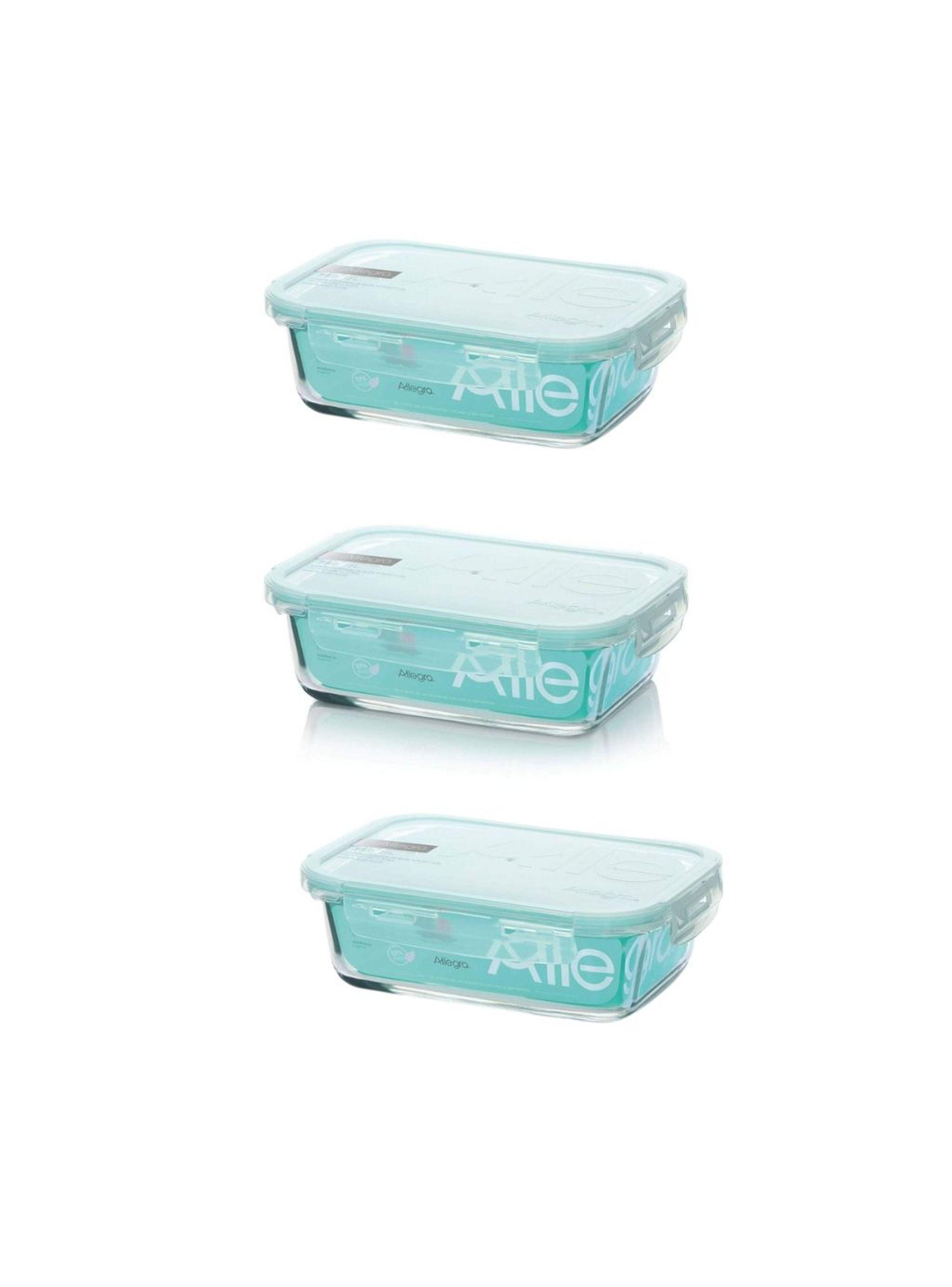 Pack de 3 Contenedores Herm tico Vidrio Rectangular De 1 Litro Allegra-3