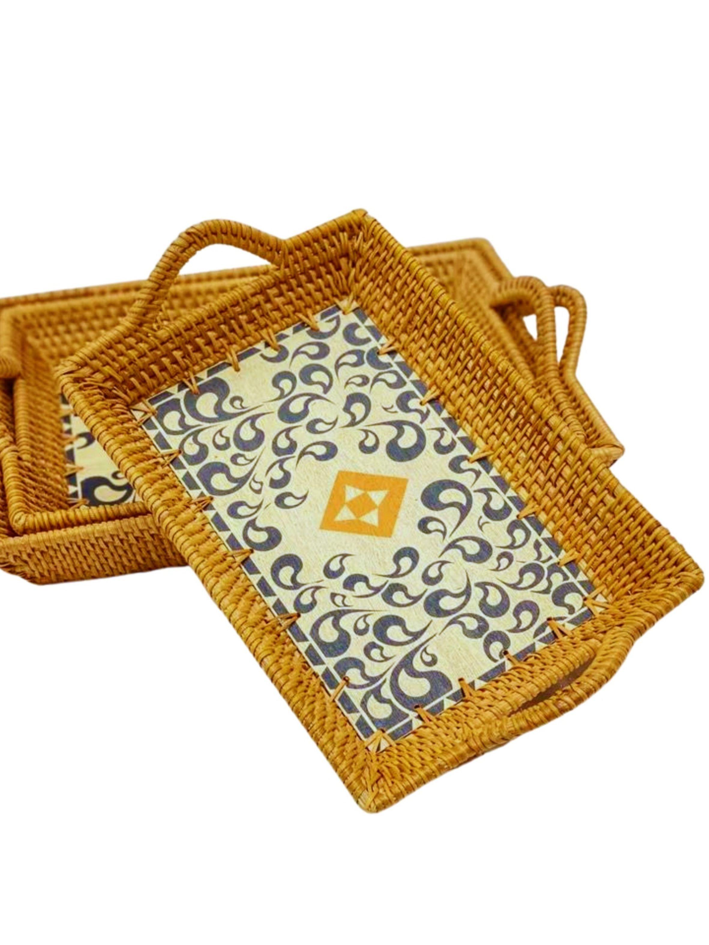 Bandeja Rectangular Ema de Fibra Natural Tejida 38 cm x 28 cm-3