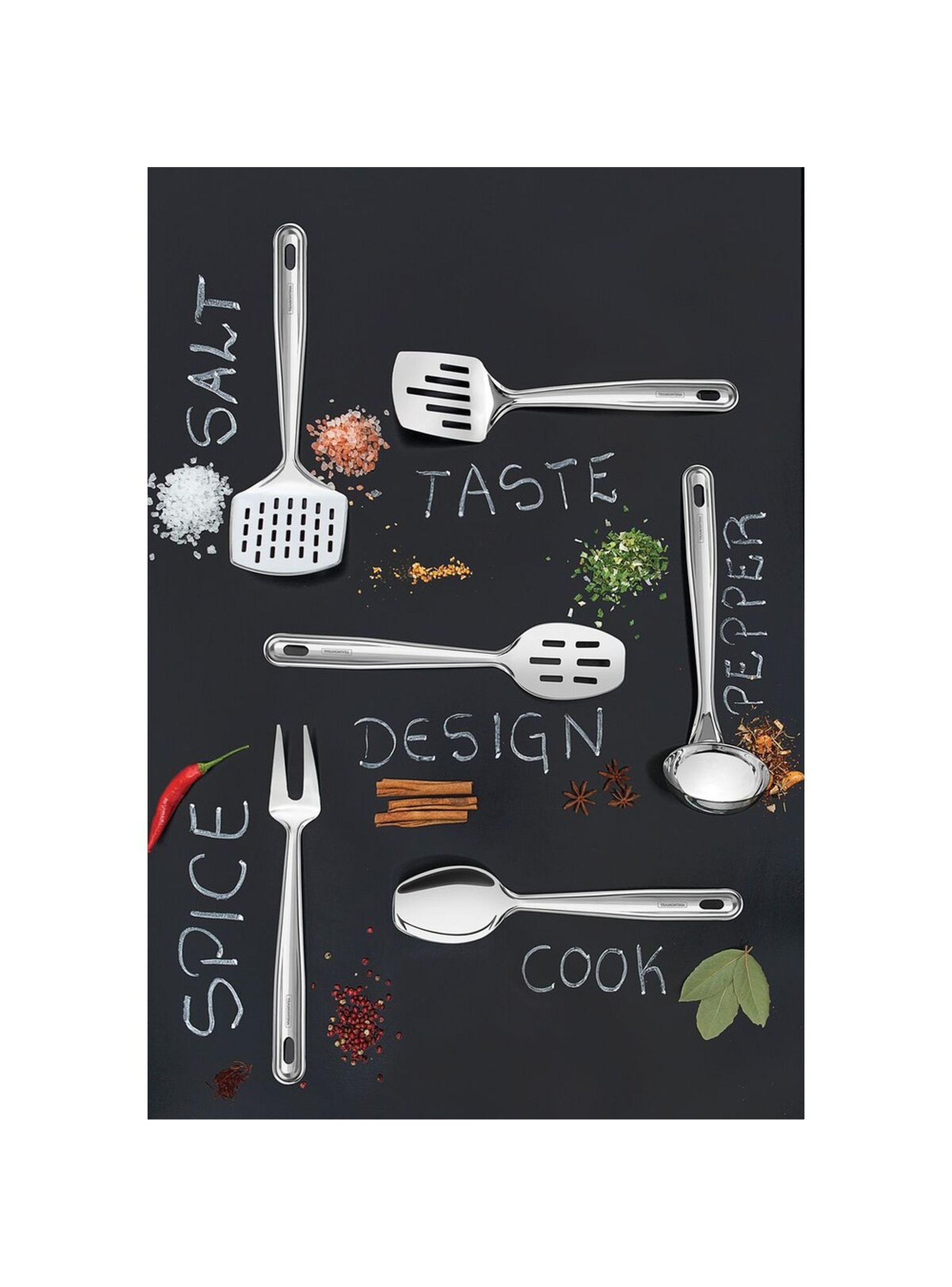 Juego de utensilios Tramontina Extrata de acero inoxidable con soporte de pared 5 piezas-4