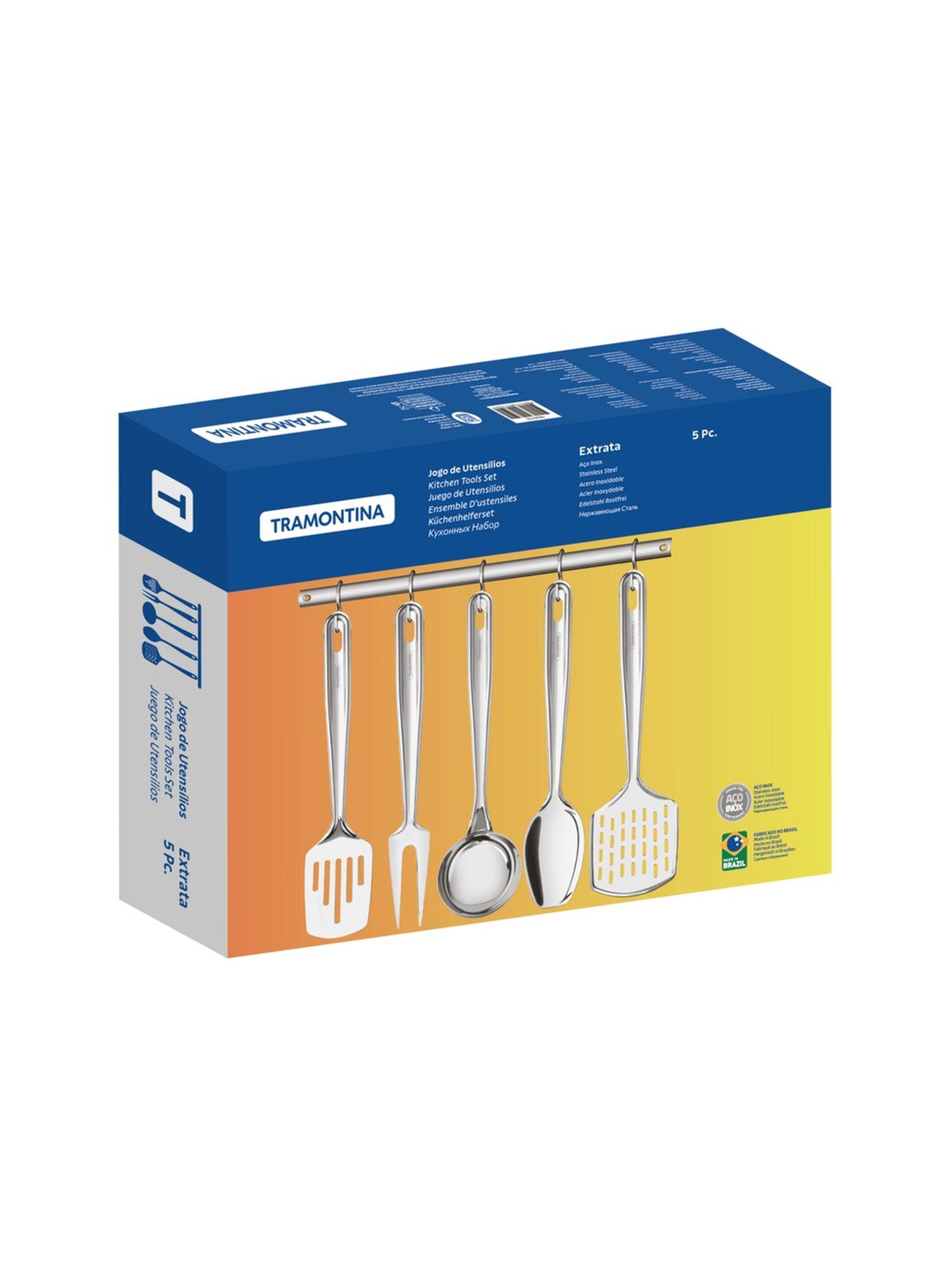 Juego de utensilios Tramontina Extrata de acero inoxidable con soporte de pared 5 piezas-6