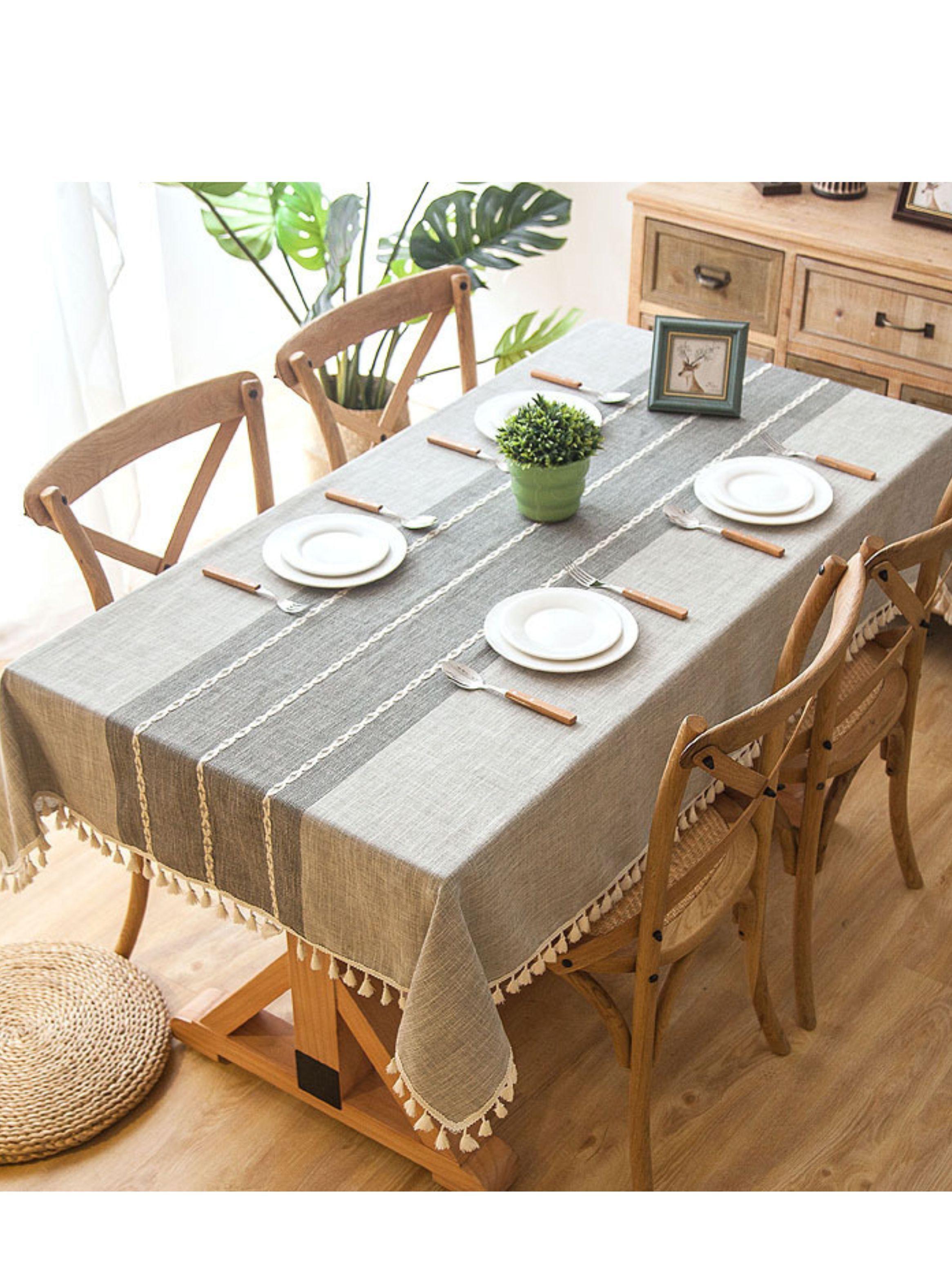 Set mantel lino 140 cm x 200 cm con 2 bowls vidrio templado 2 litros-2