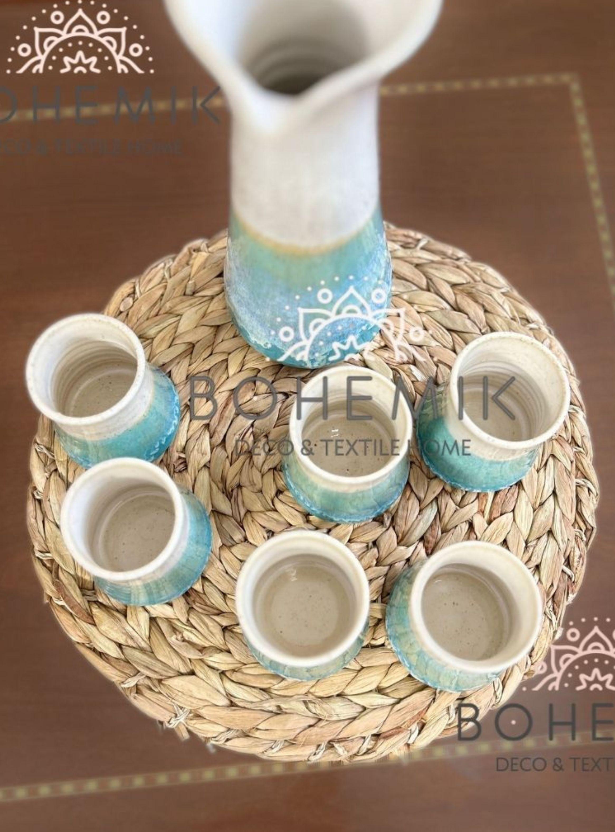 Set Jarra y Vasos para Pisco Sour Esmeralda y Crema-2