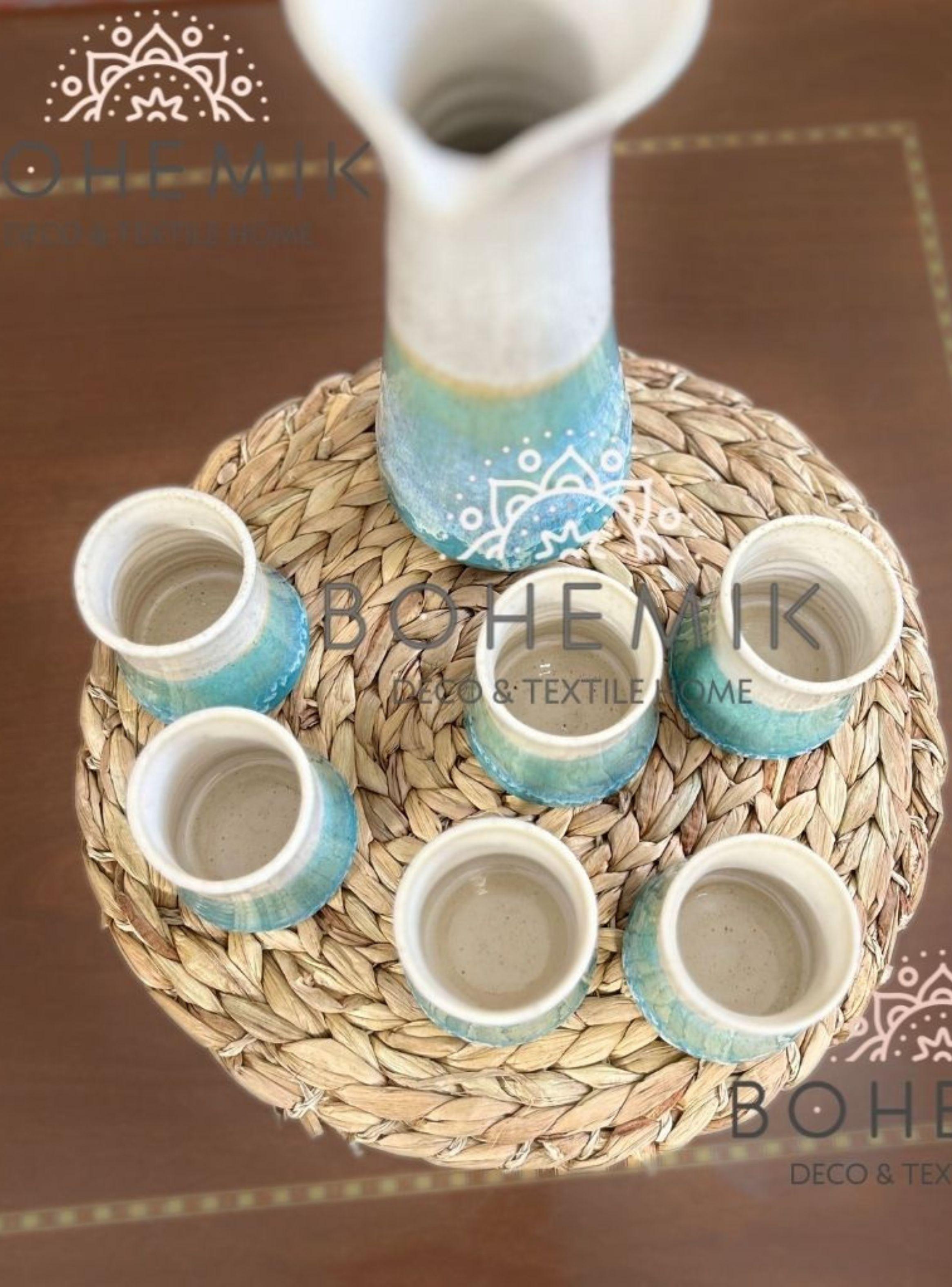 Set Jarra y Vasos para Pisco Sour Esmeralda y Crema-3