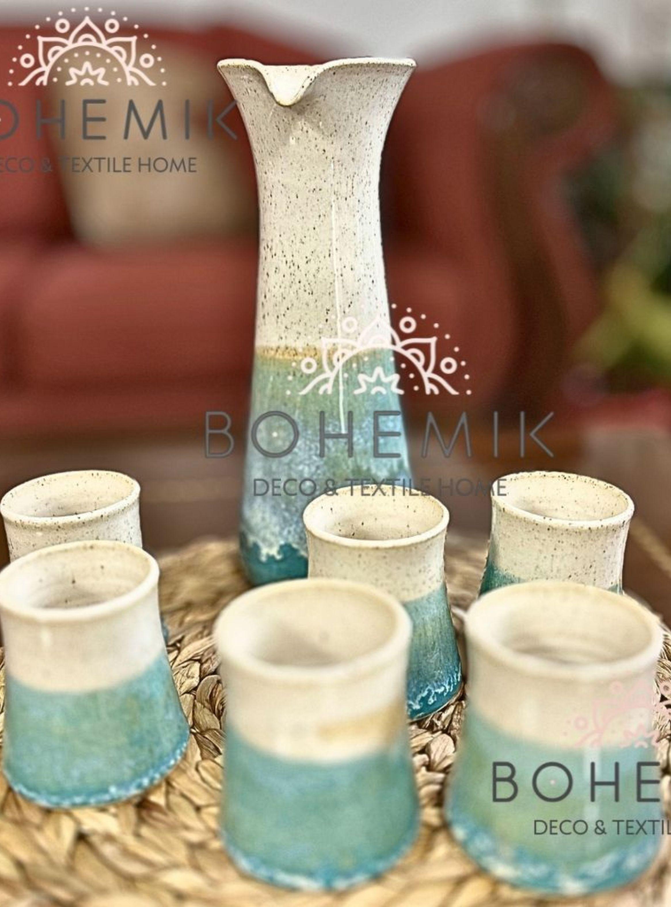 Set Jarra y Vasos para Pisco Sour Esmeralda y Crema-4