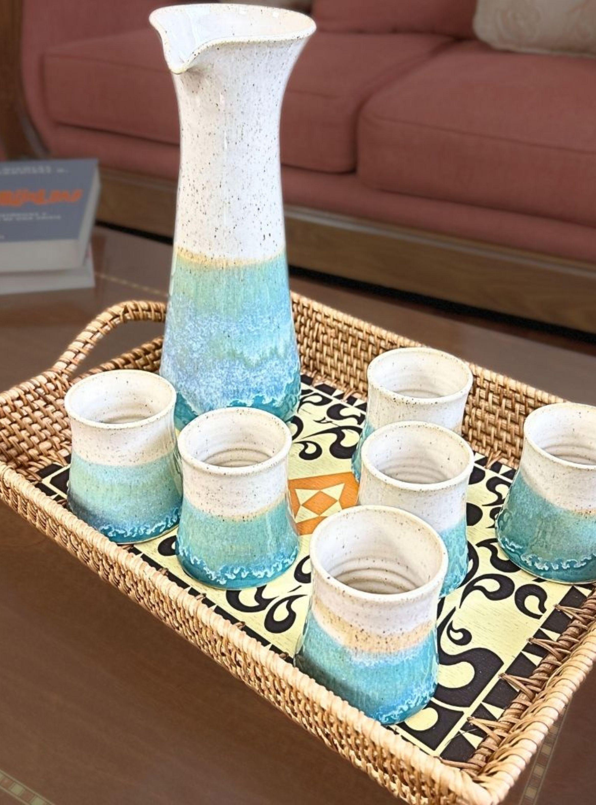 Set Jarra y Vasos para Pisco Sour Esmeralda y Crema-5