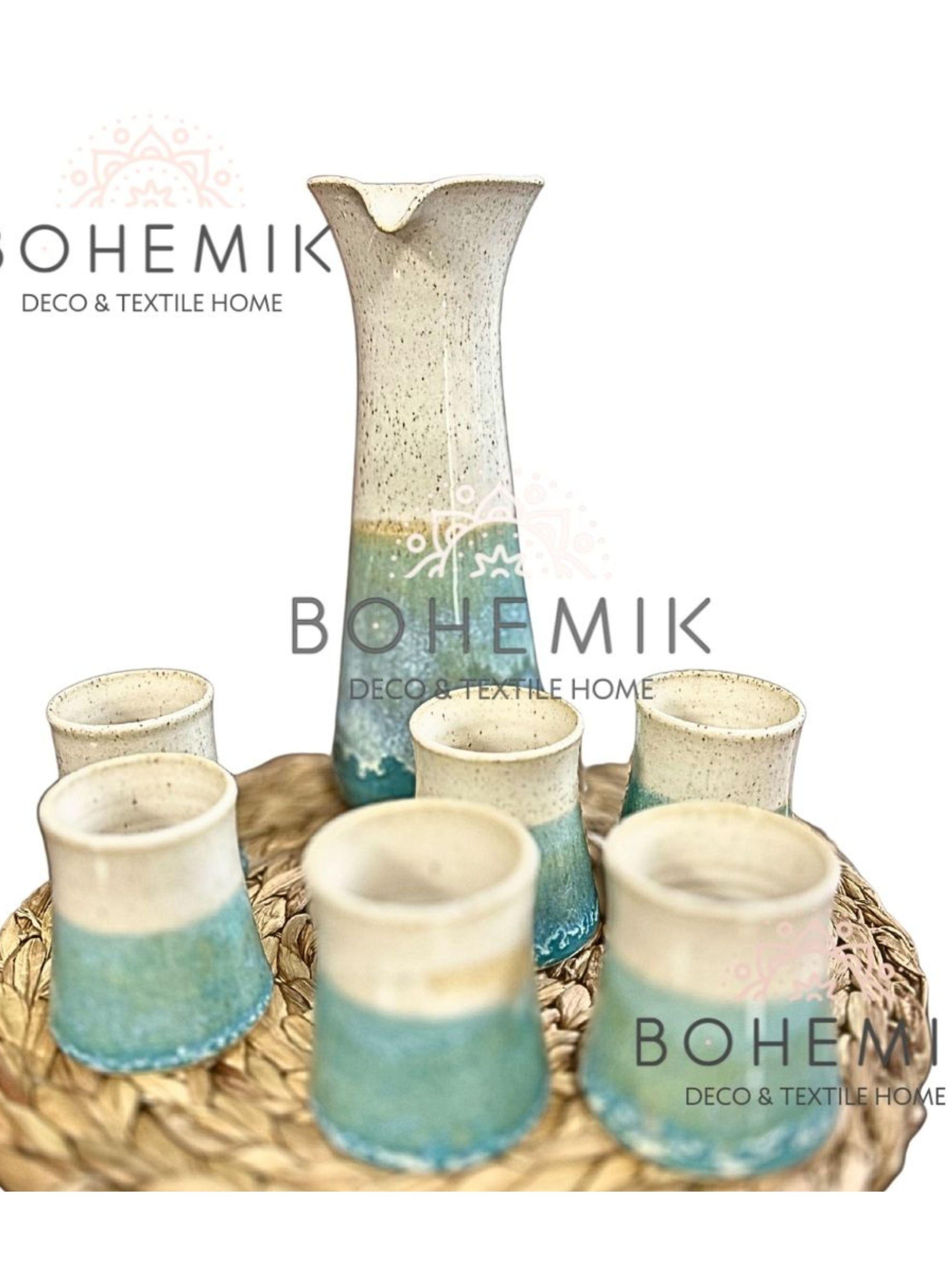 Set Jarra y Vasos para Pisco Sour Esmeralda y Crema-6