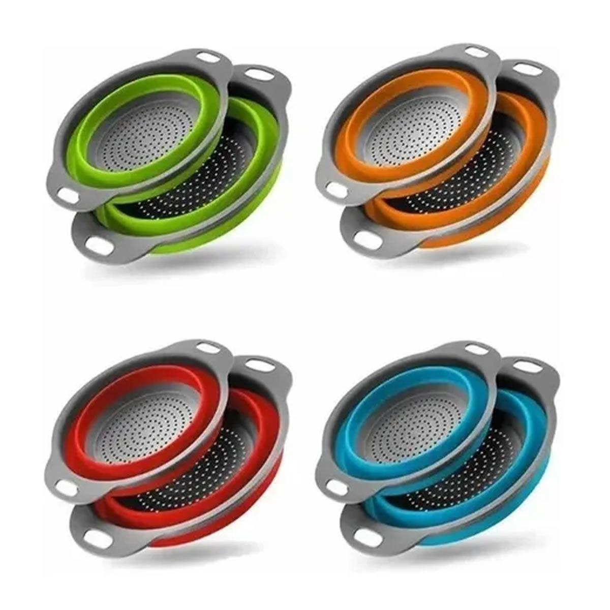 Pack 2 Colador De Silicona Plegable Redondo Grande Y Pequeño-1