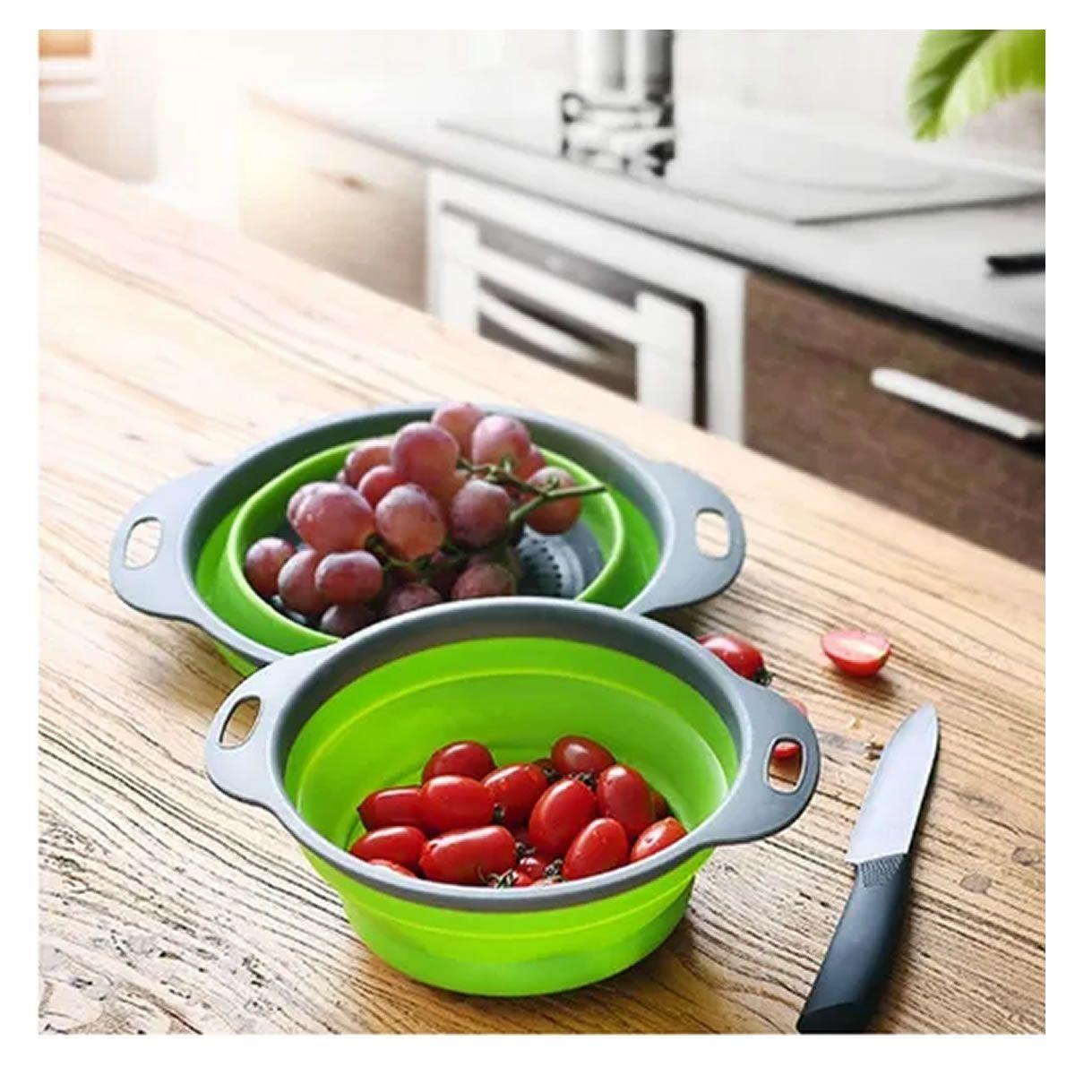 Pack 2 Colador De Silicona Plegable Redondo Grande Y Pequeño-3