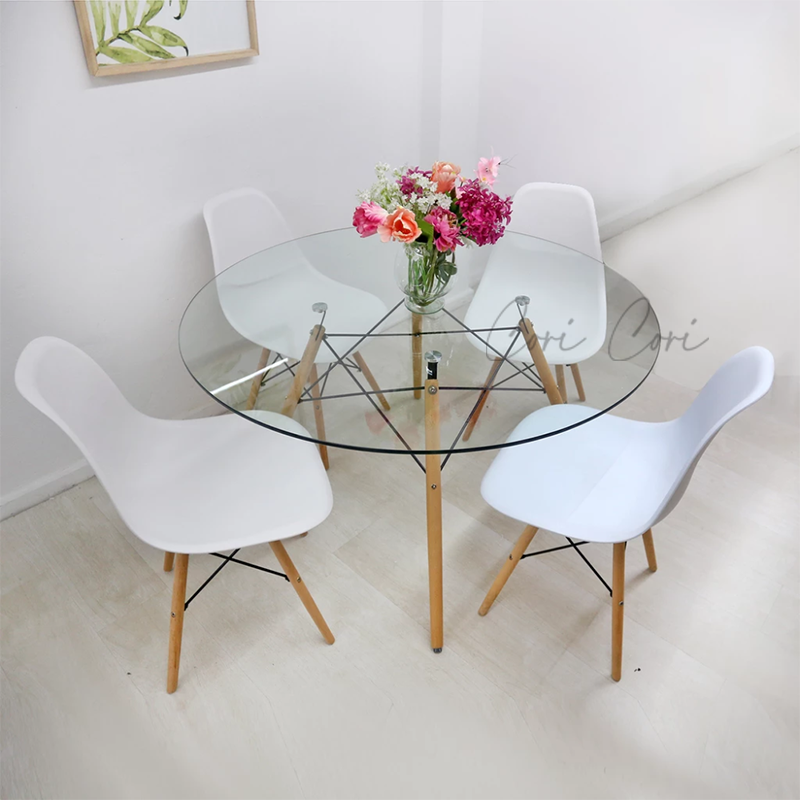 Mesa Eames Vidrio redonda 100 cms-3