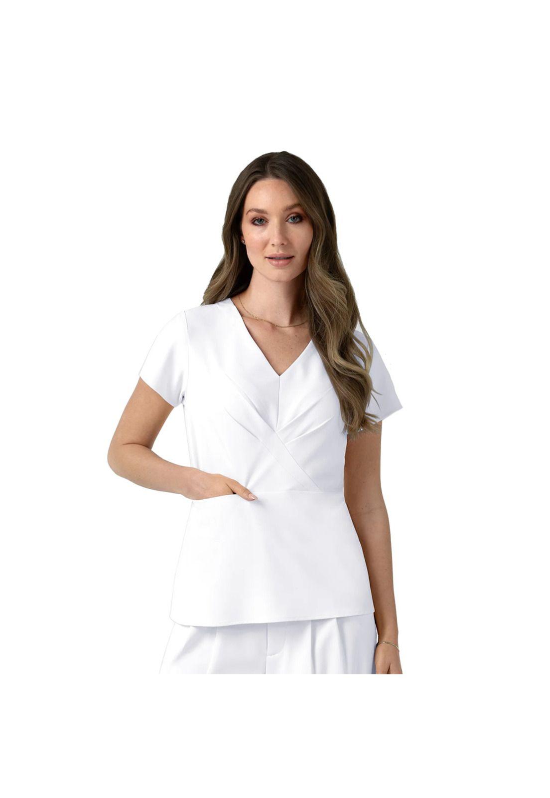 BLUSA CLÍNICA MUJER ESCOTE V 6266 WHITE-0