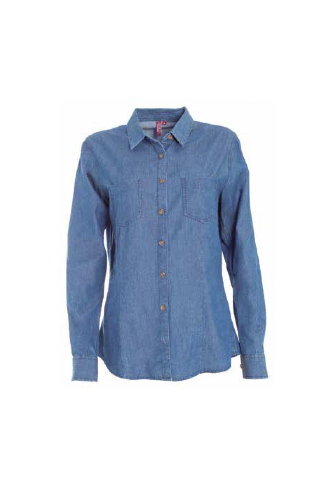 Blusa Denim 2 Bolsillos Mujer M/l Mike`s-0