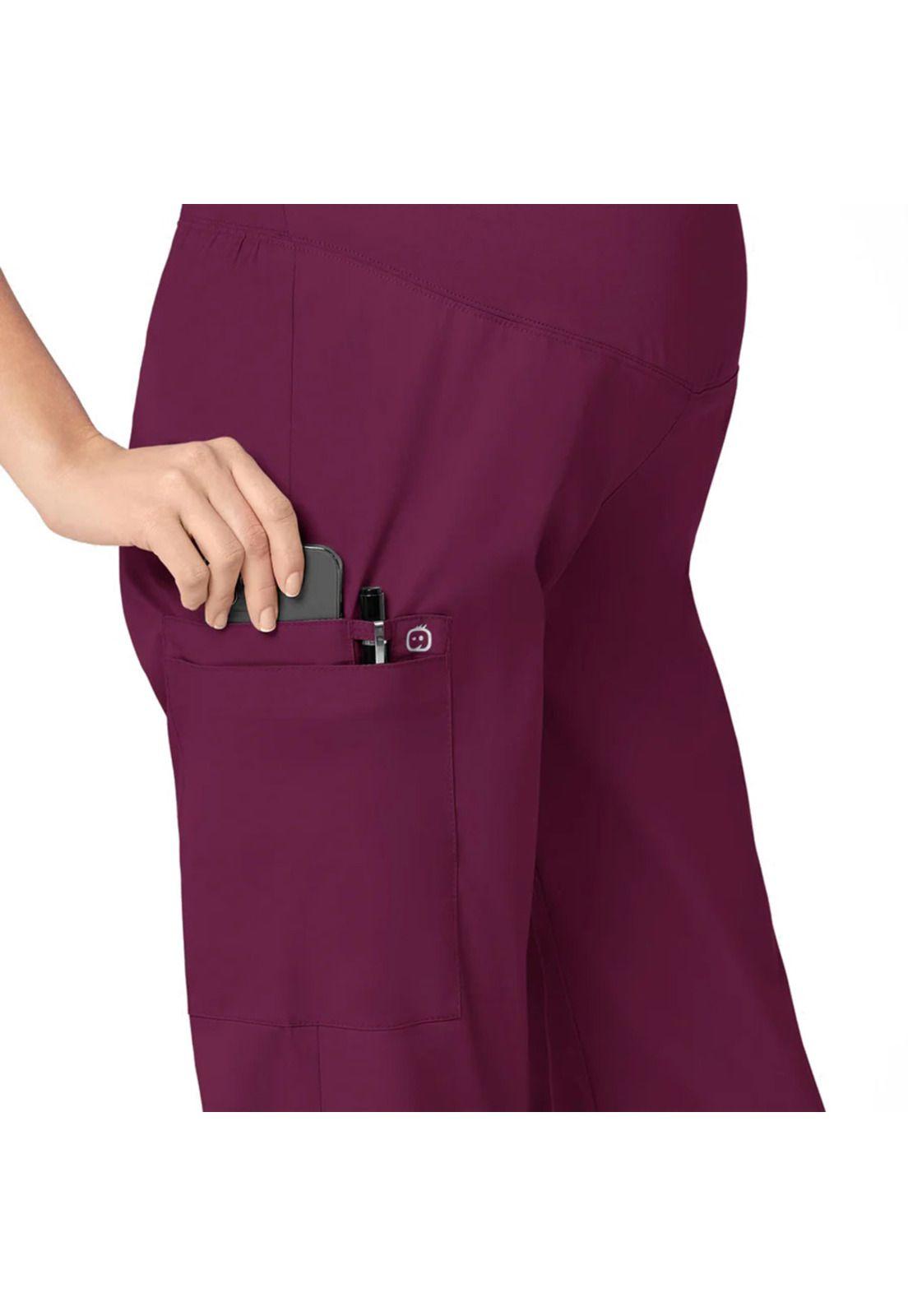 Pantalón Clínico Mujer Wonderwink Maternal 545 Burdeo-3