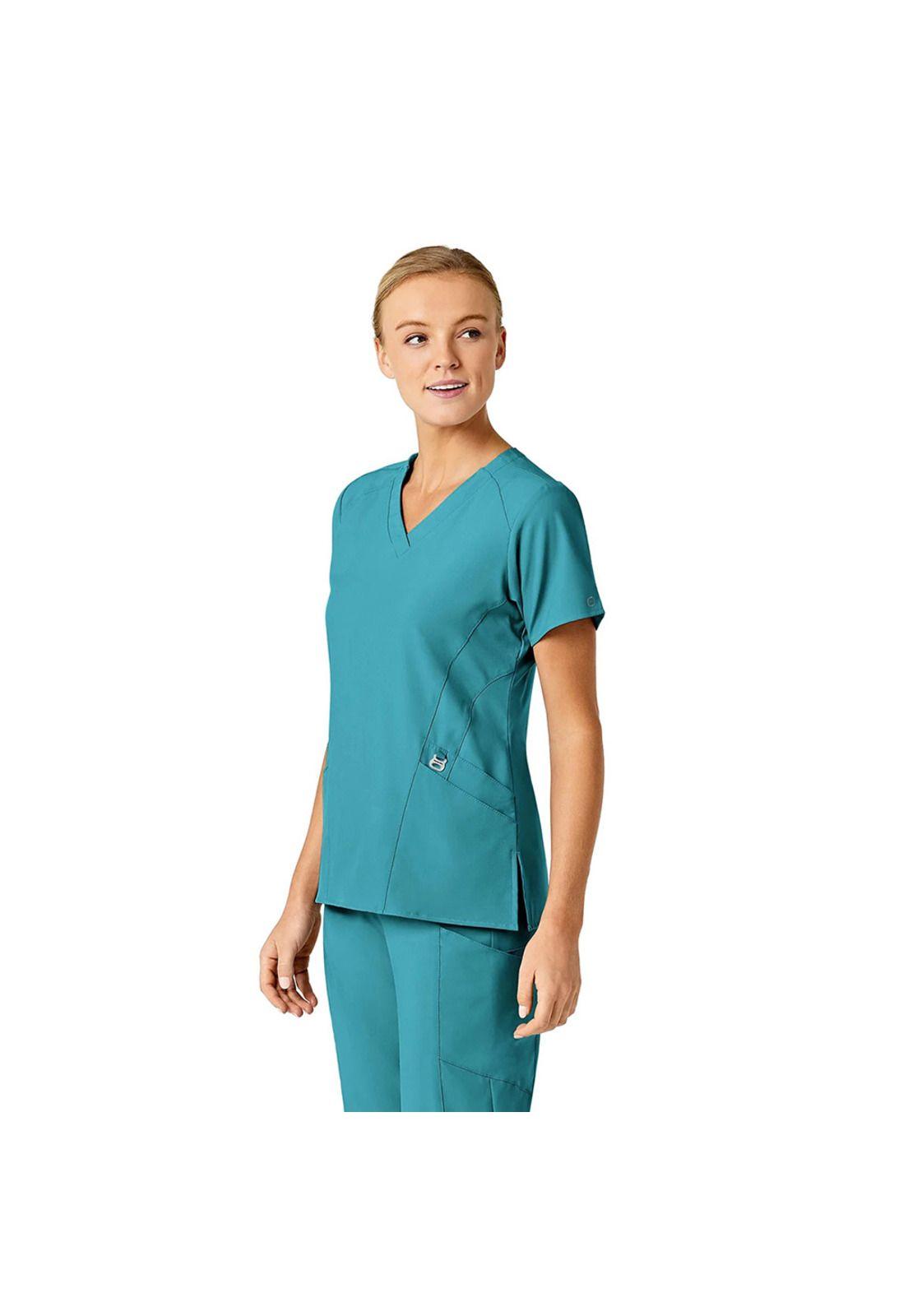 POLERA CLÍNICA MUJER WONDERWINK 6155 TEAL BLUE-2