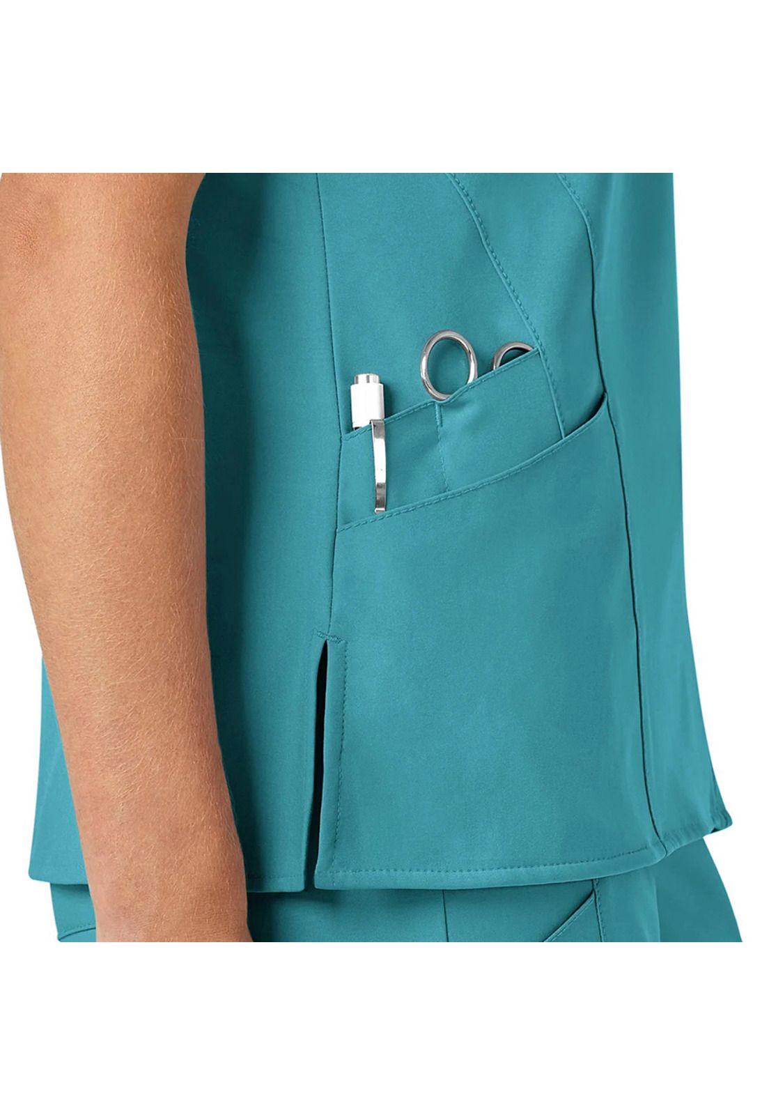 POLERA CLÍNICA MUJER WONDERWINK 6155 TEAL BLUE-3