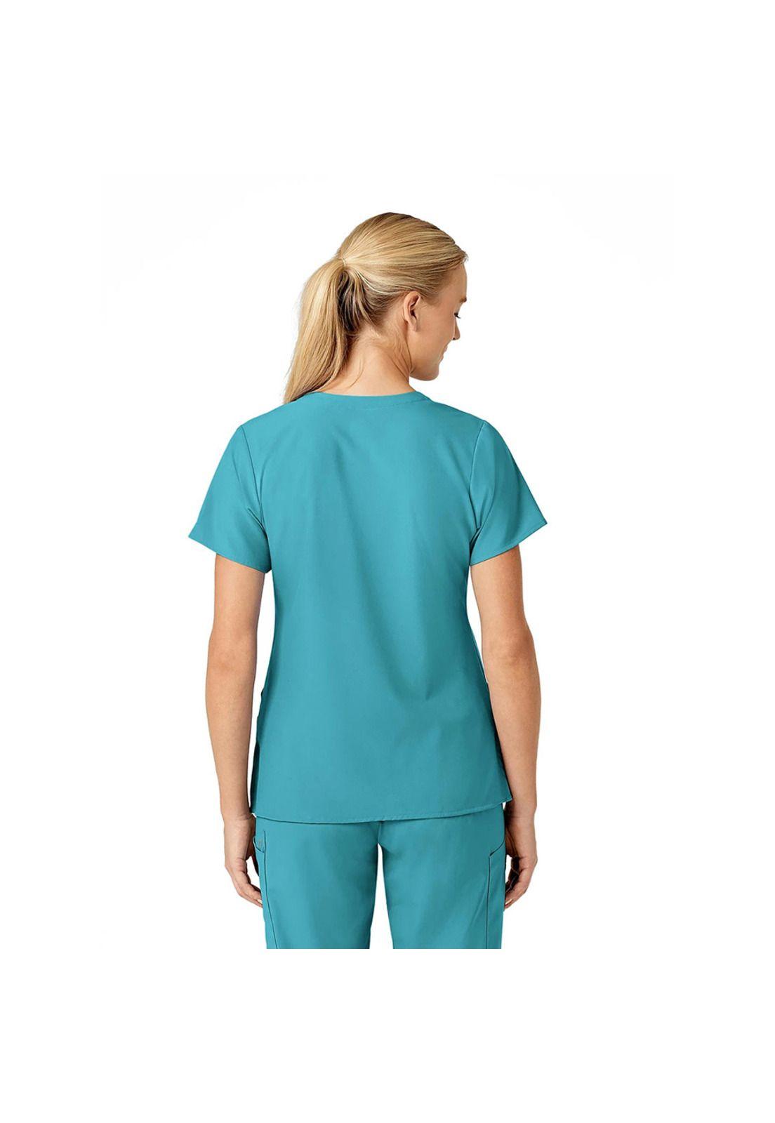 POLERA CLÍNICA MUJER WONDERWINK 6155 TEAL BLUE-4