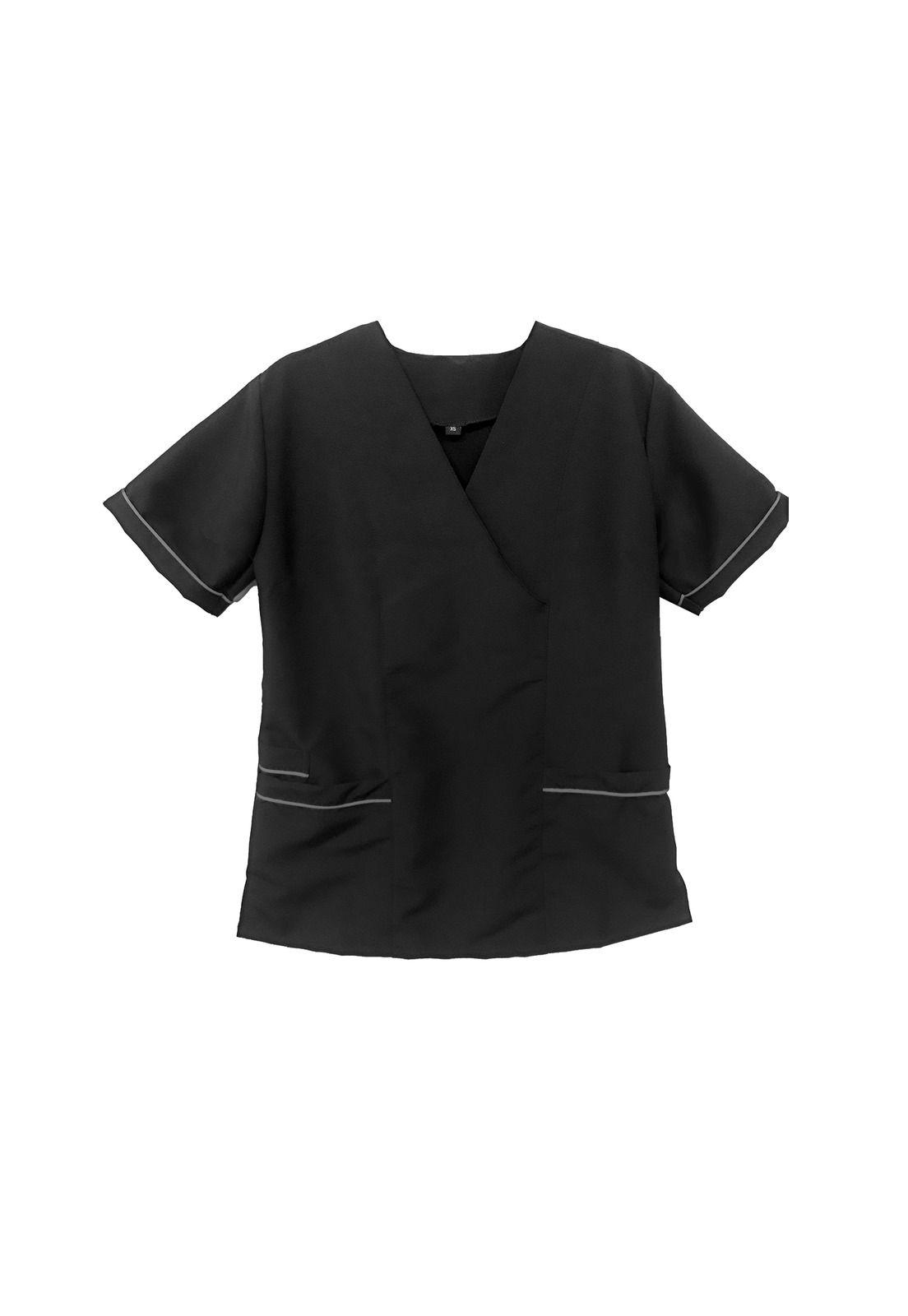 Polera Mujer Negro Antifluido Uniforme Clínico Mike's-3