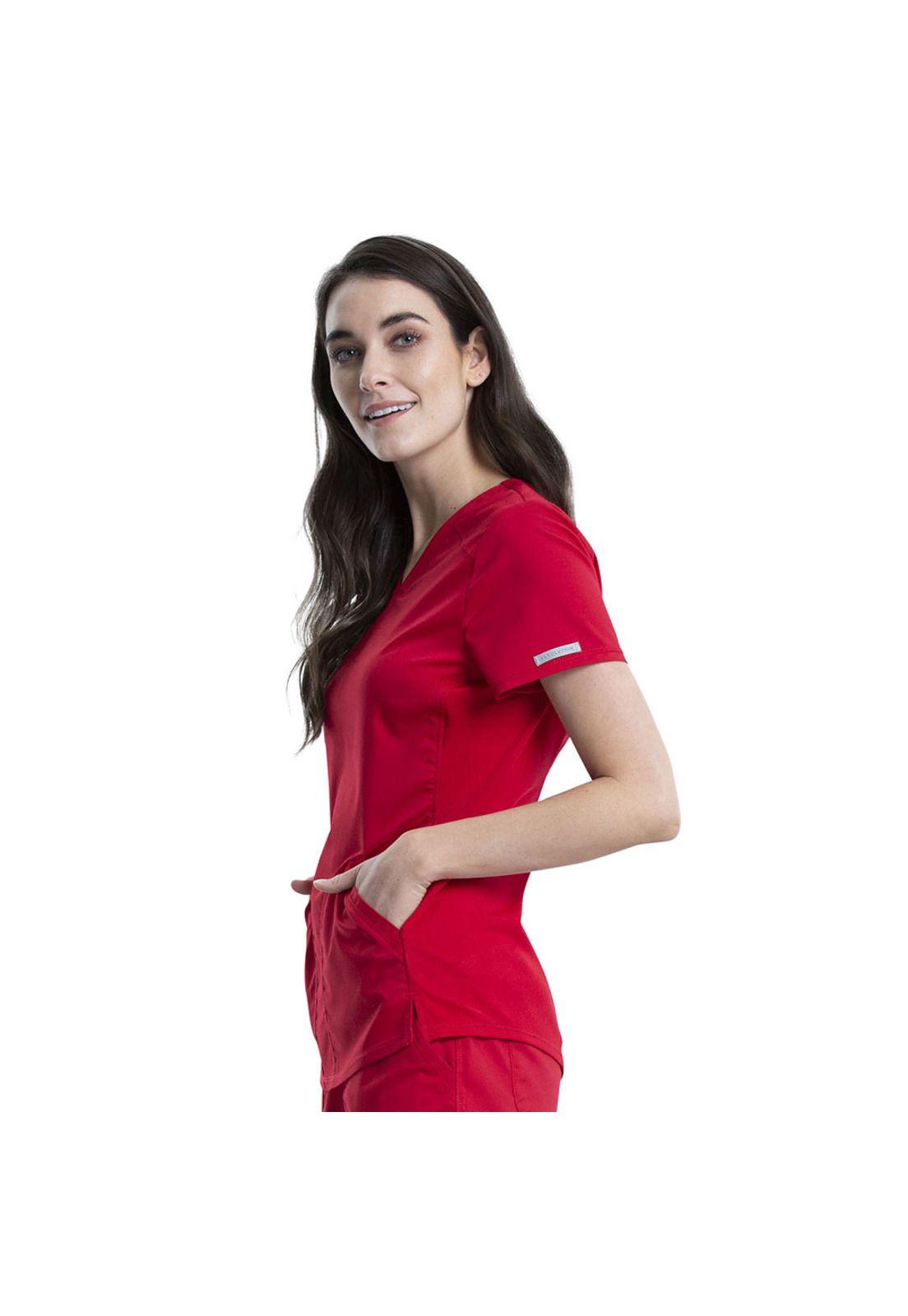 POLERA CLÍNICA MUJER CHEROKEE REVOLUTION WW601 RED-3