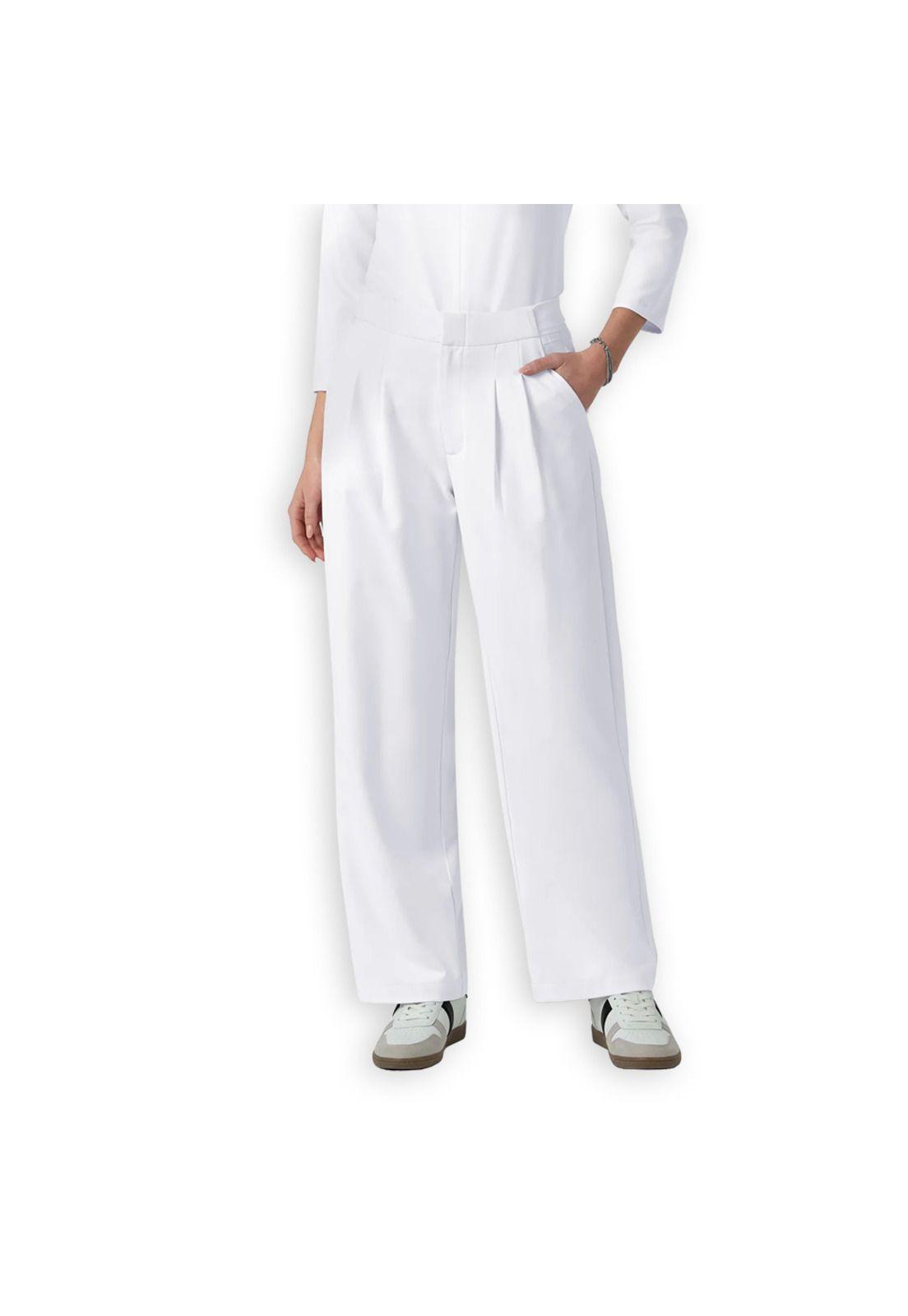 PANTALÓN CLÍNICO PLISADO MUJER PIERNA ANCHA 5266 WHITE-0