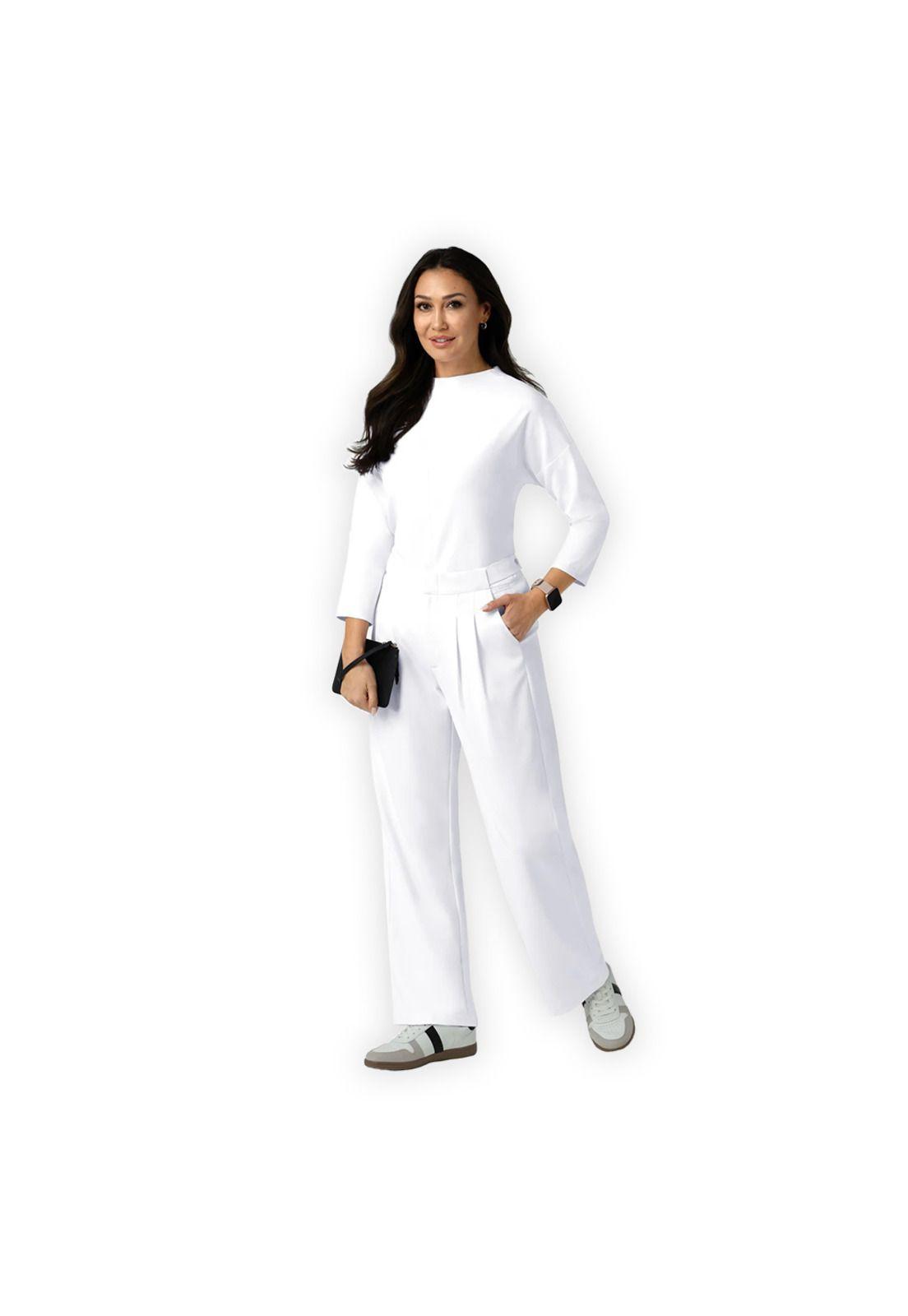 BLUSA CLÍNICA MUJER MANGA 3/4 ESCOTE ALTO 6366 WHITE-3