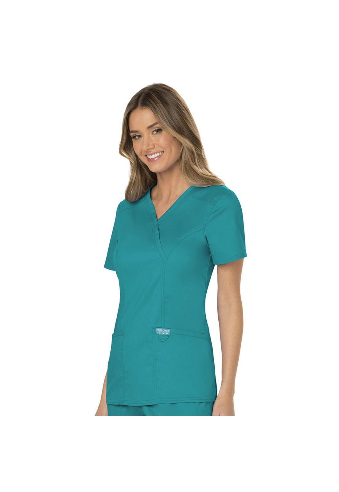 POLERA CLÍNICA MUJER CHEROKEE REVOLUTION WW610 TEAL BLUE-2
