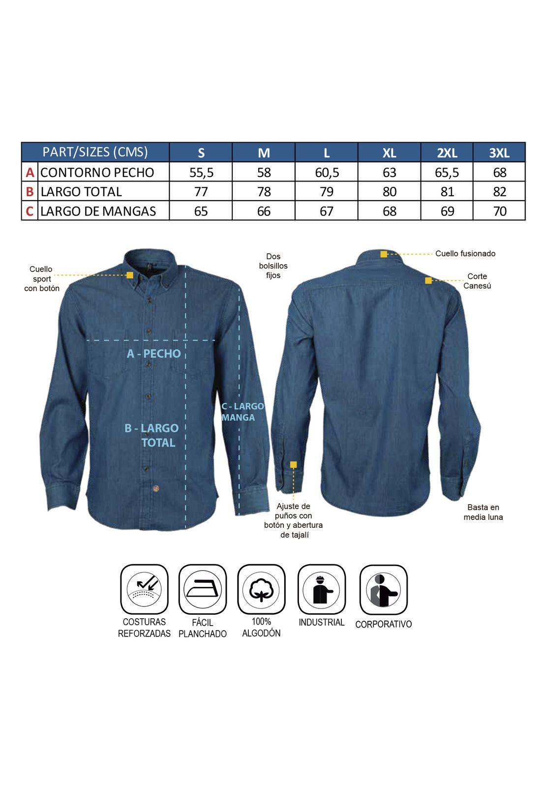 Camisa Denim 2 Bolsillos Hombre M/l Mike`s-2