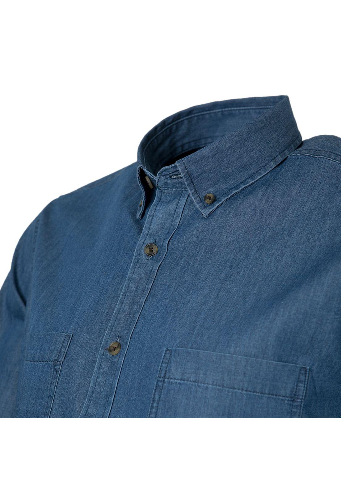 Camisa Denim 2 Bolsillos Hombre M/l Mike`s-3