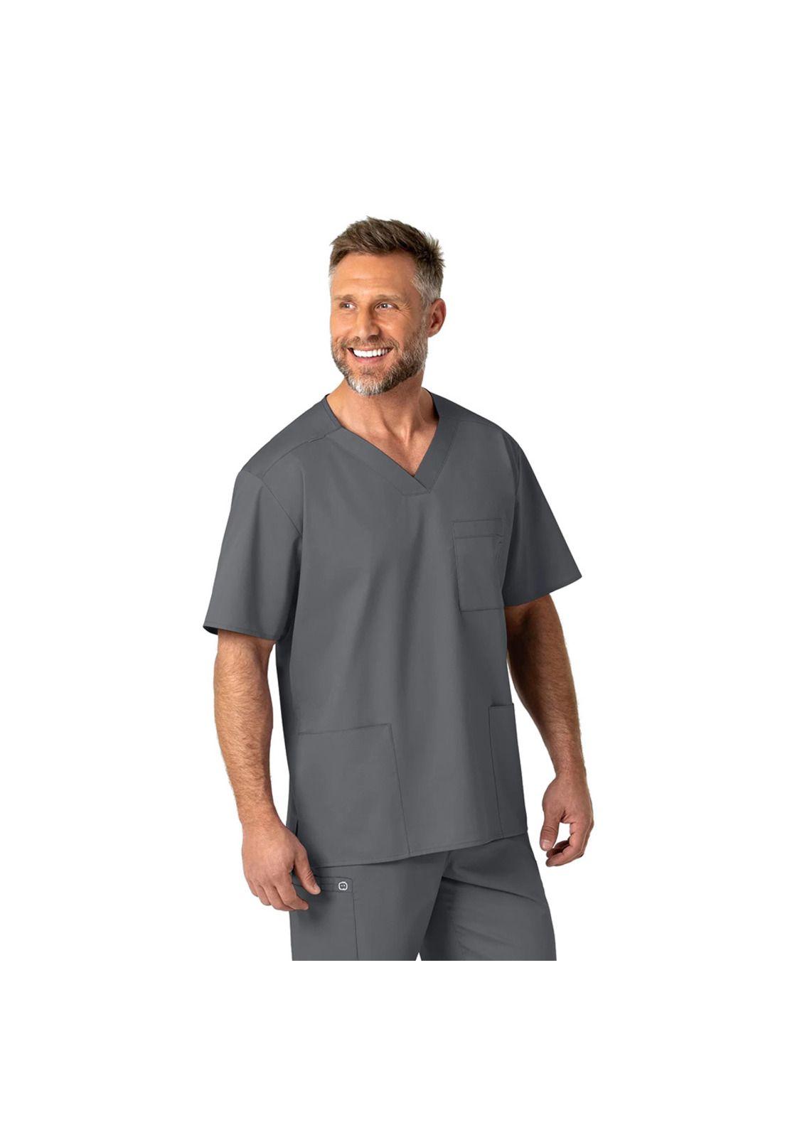 POLERA CLÍNICA HOMBRE WONDERWINK WORK 103 PEWTER-2