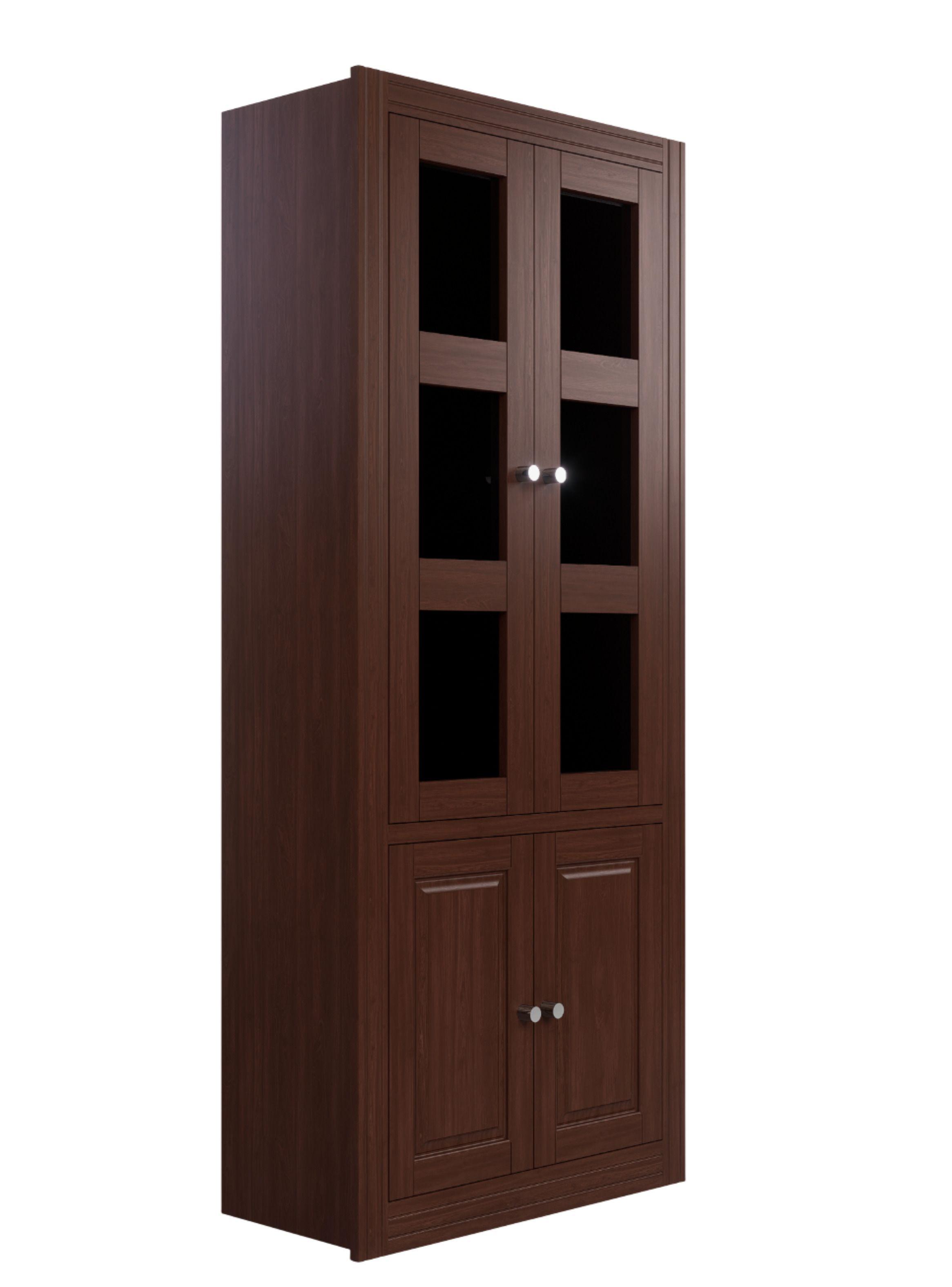 Vitrina Berlin Madera Nogal Vidrio 4 puertas-2