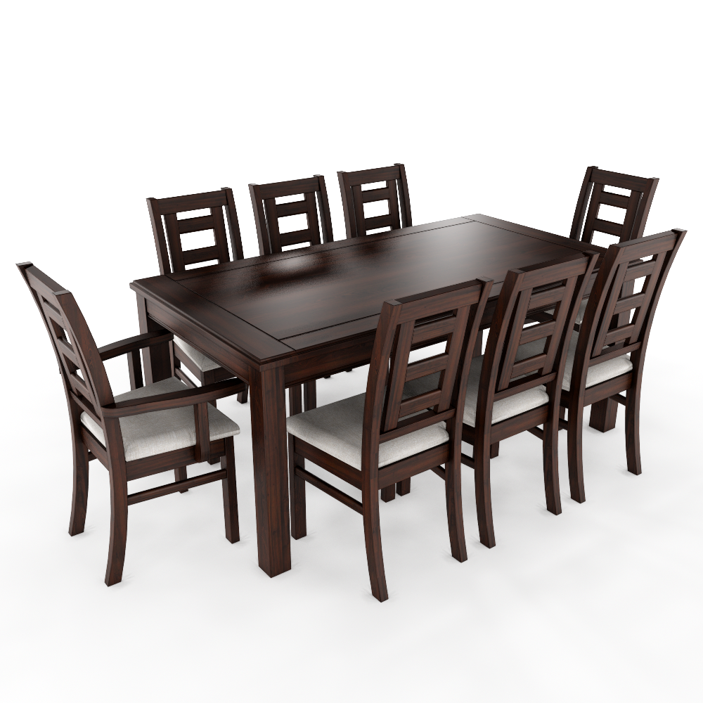 Juego de Comedor Sevilla 8 Sillas incluye 2 sitiales Chocolate Mesa 1.8 Rectangular Madera -2