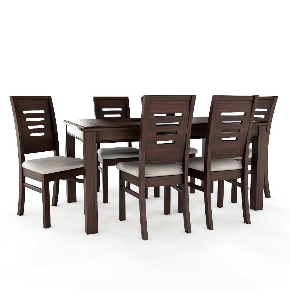 Juego de Comedor Roma 6 Sillas Chocolate Mesa Rectangular Madera-2