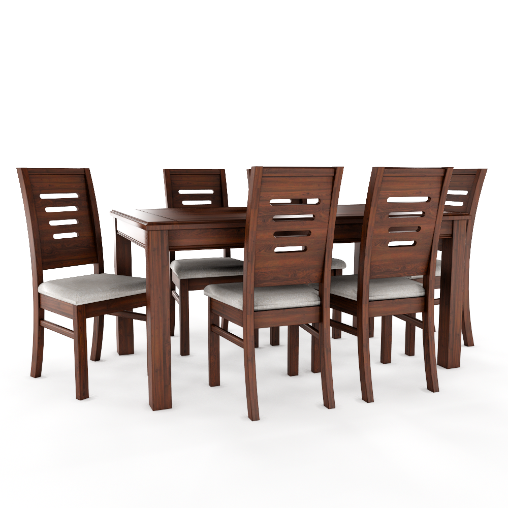 Juego de Comedor Roma 6 Sillas Nogal Mesa Rectangular Madera-2
