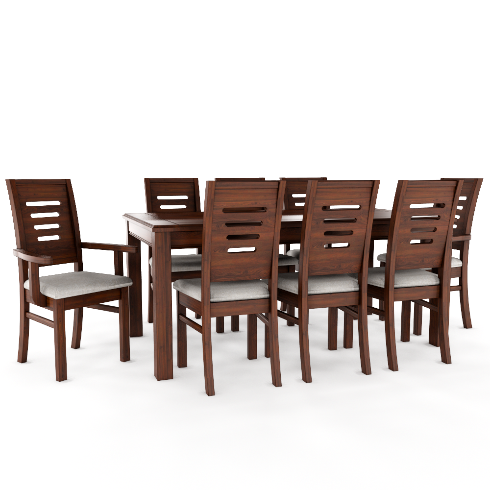 Juego de Comedor Roma 8 Sillas incluye 2 sitiales Nogal Mesa 1.8 Rectangular Madera-2