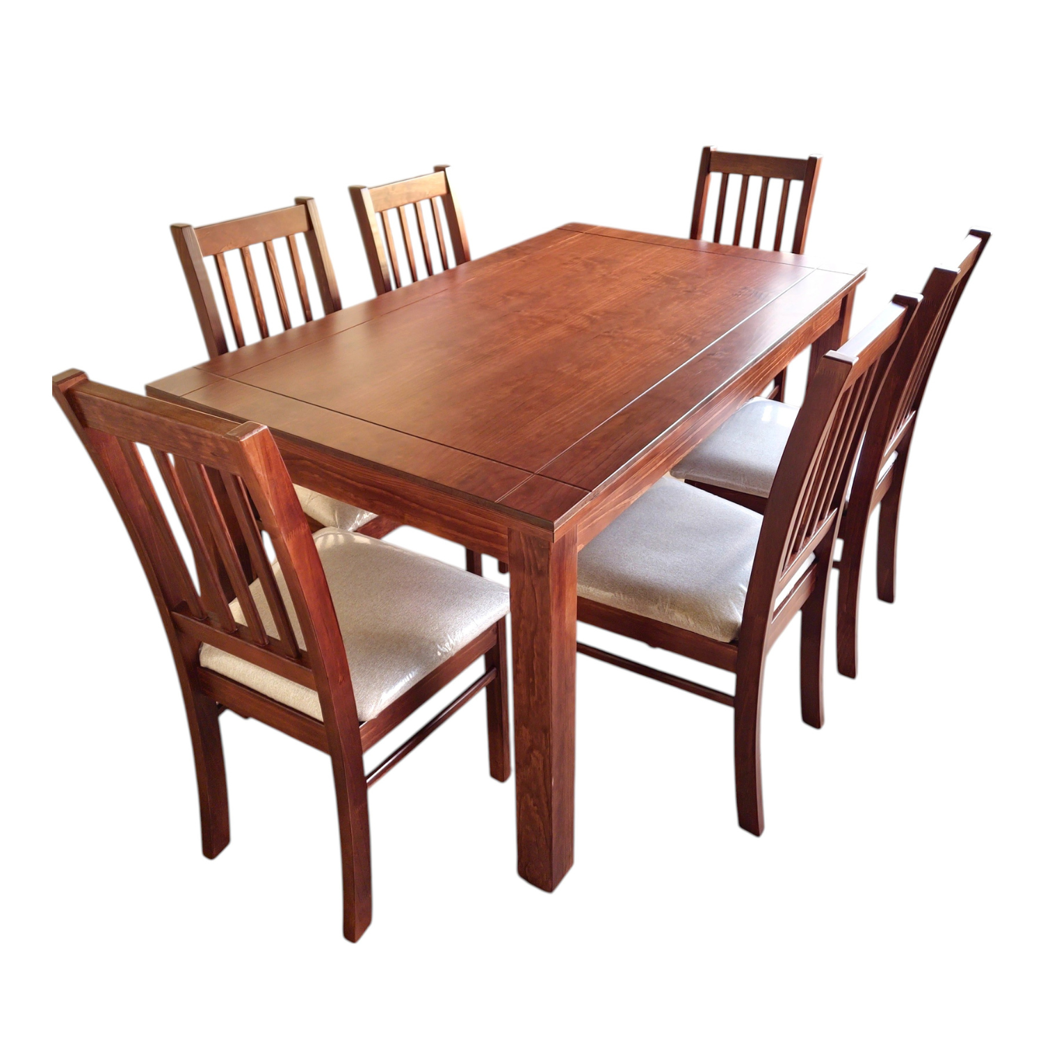 Juego de Comedor Milan 6 Sillas Nogal Mesa 1.6 Rectangular Madera -2